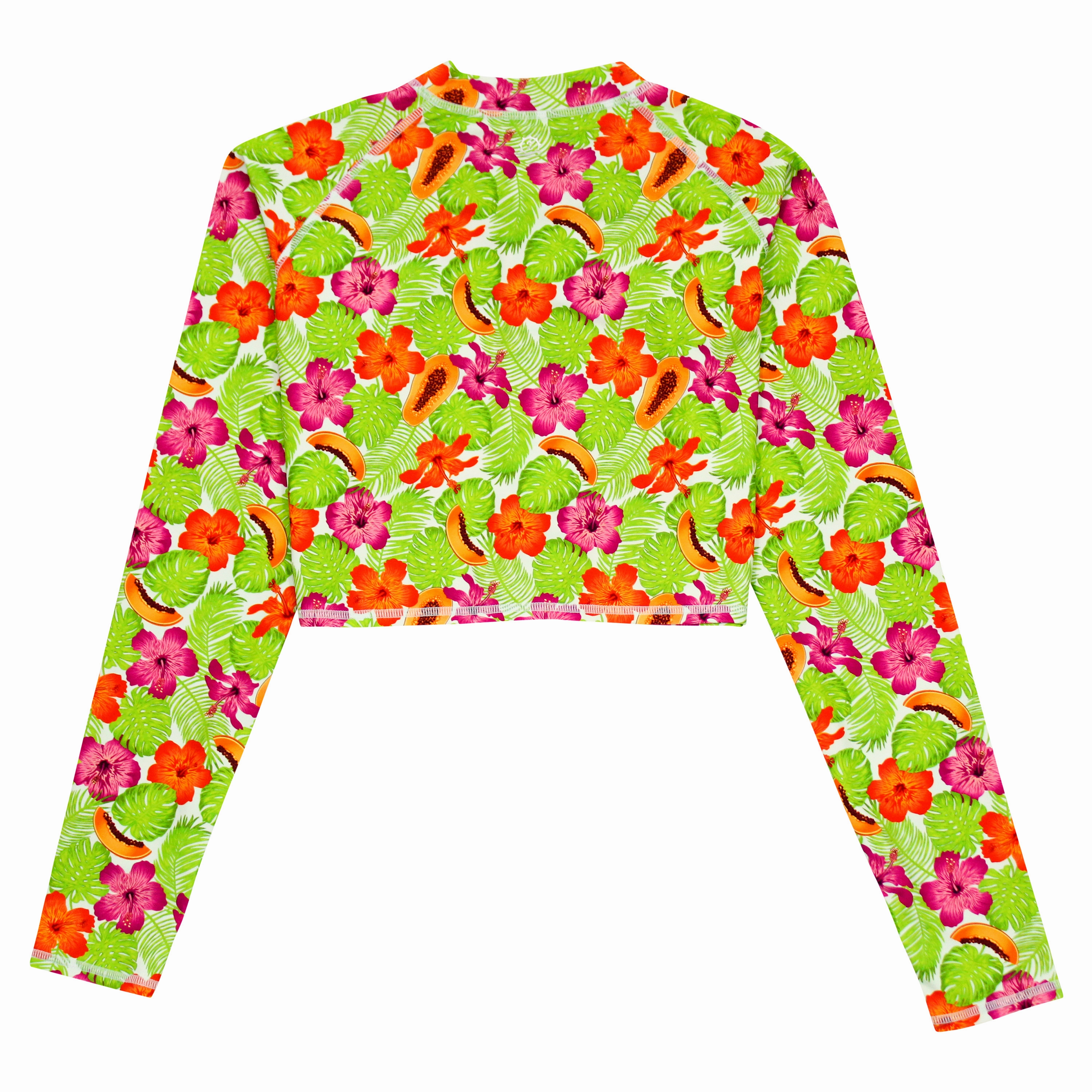 Women's Long Sleeve Crop Rash Guard | ???Hibiscus???
