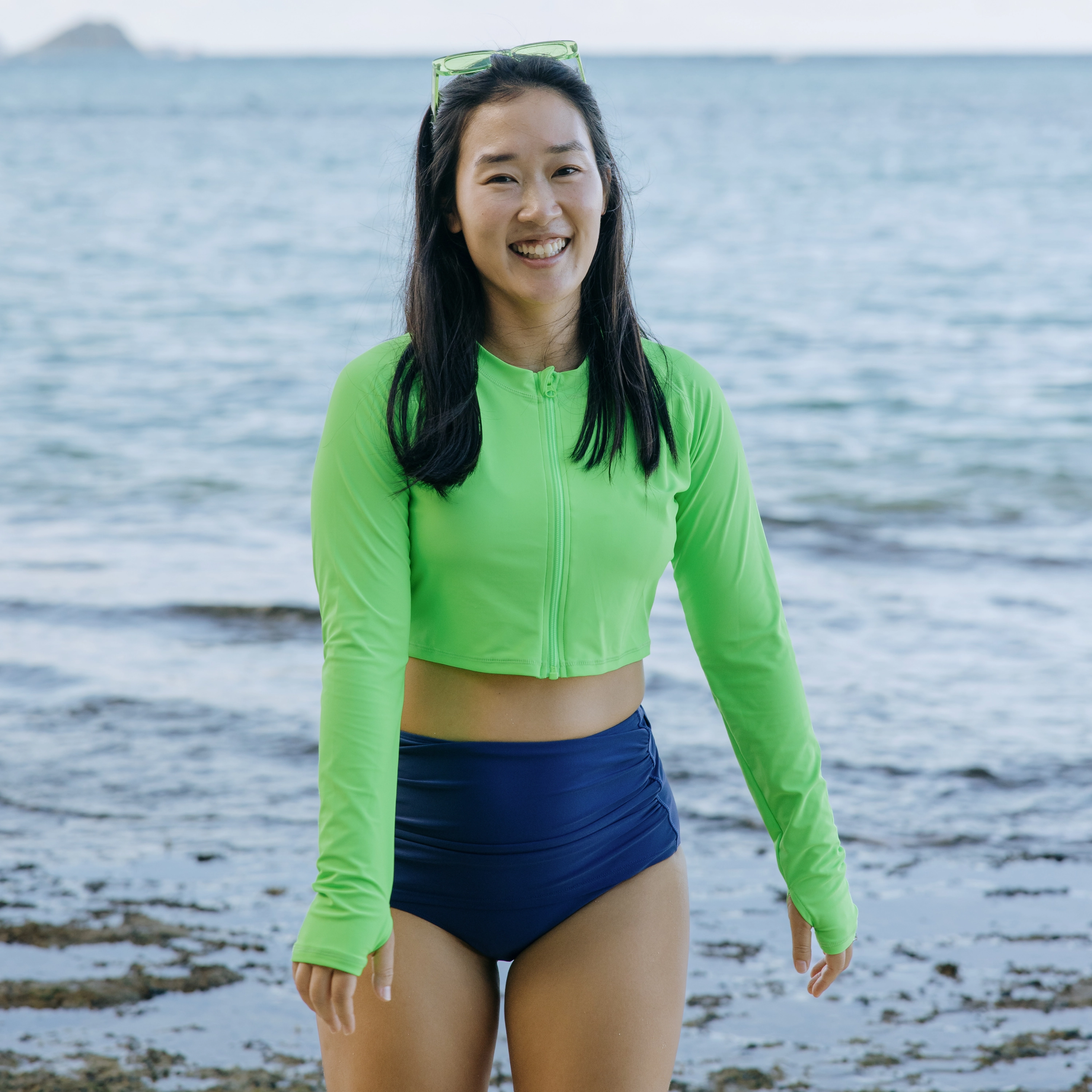 Women's Long Sleeve Crop Rash Guard | ???Neon Green???