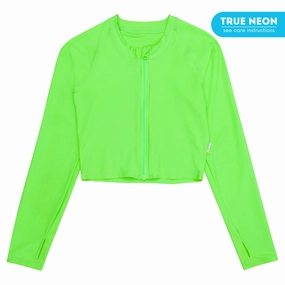 Women's Long Sleeve Crop Rash Guard | ???Neon Green???