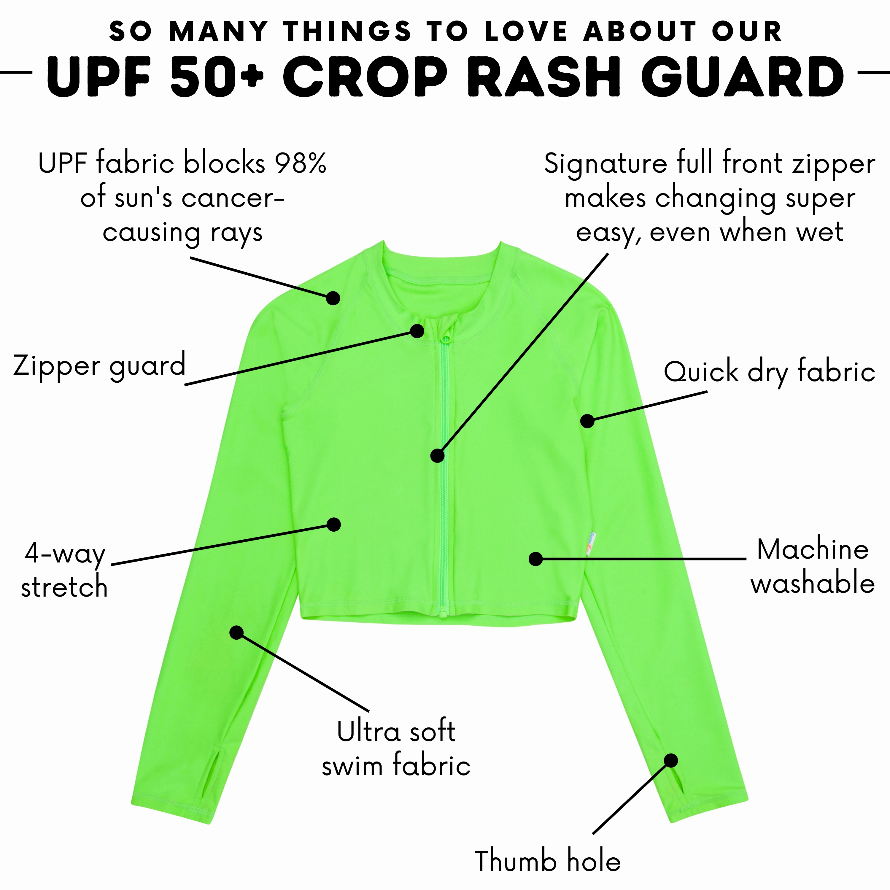 Women's Long Sleeve Crop Rash Guard | ???Neon Green???