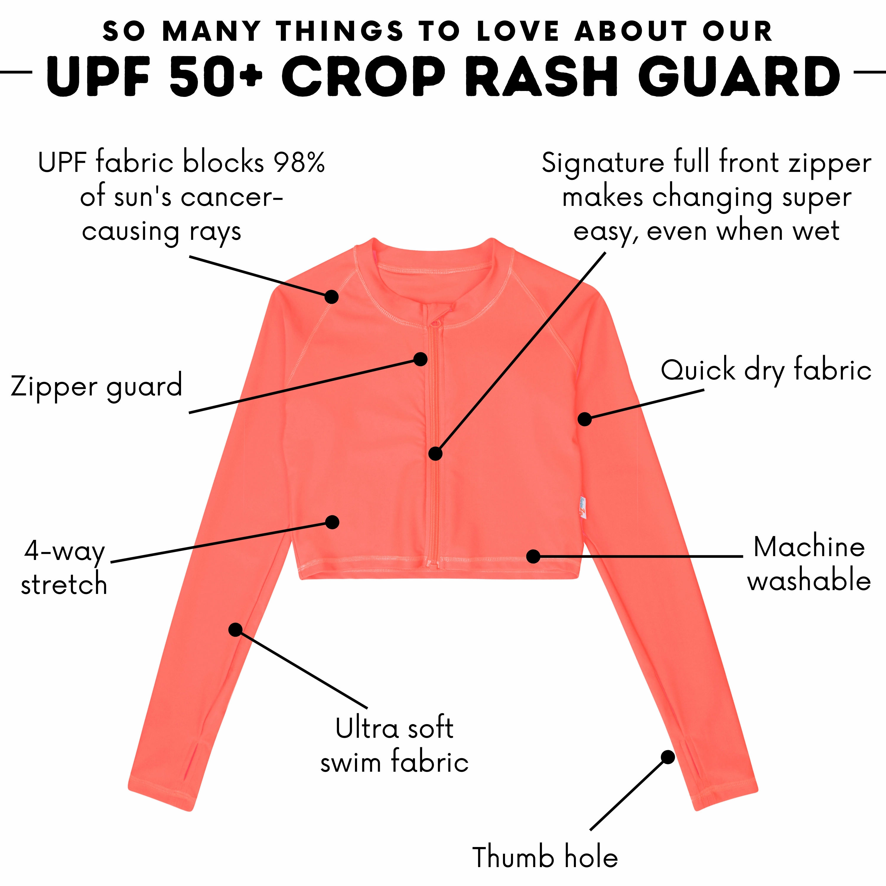 Women's Long Sleeve Crop Rash Guard | ???Neon Orange"