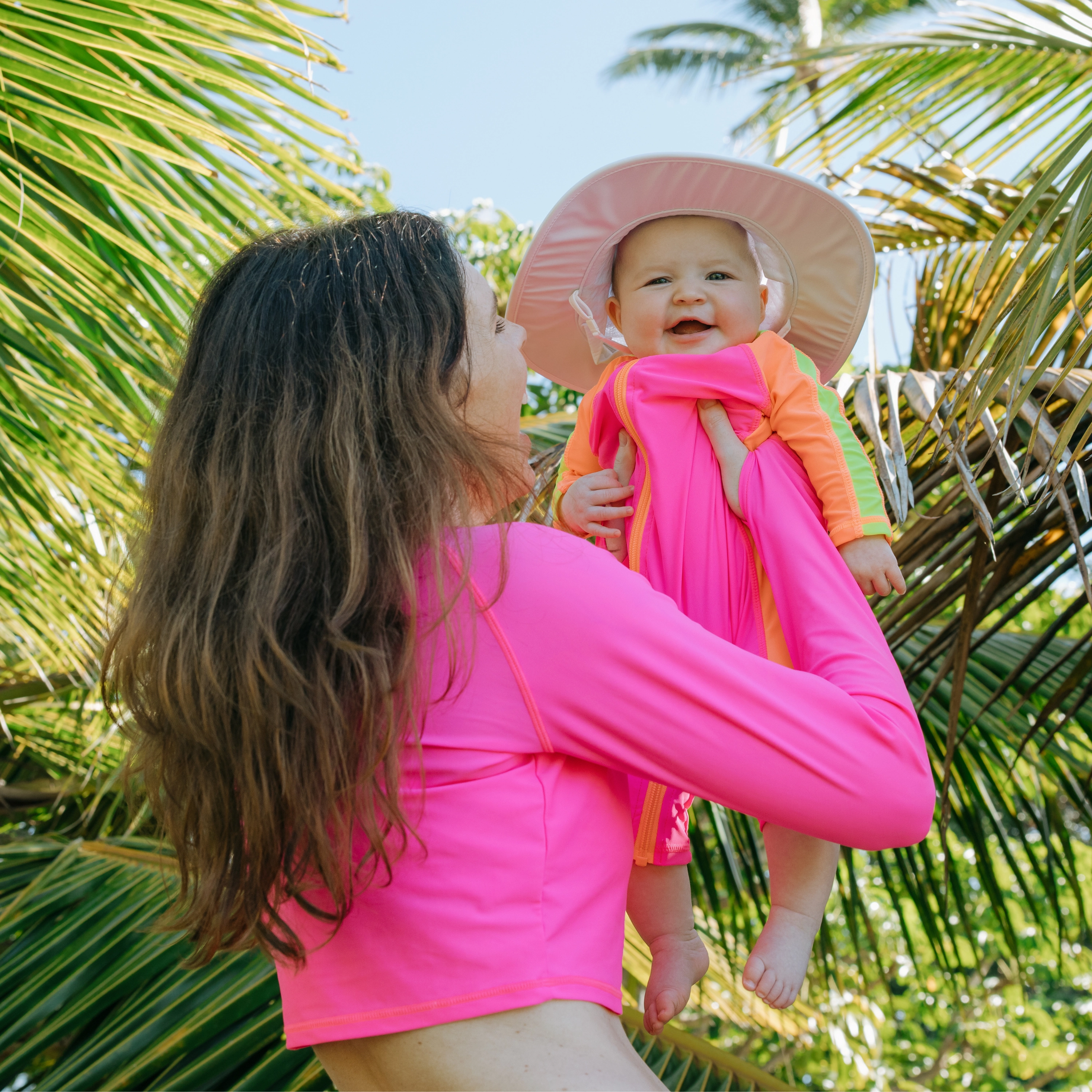Women's Long Sleeve Crop Rash Guard | ???Neon Pink???