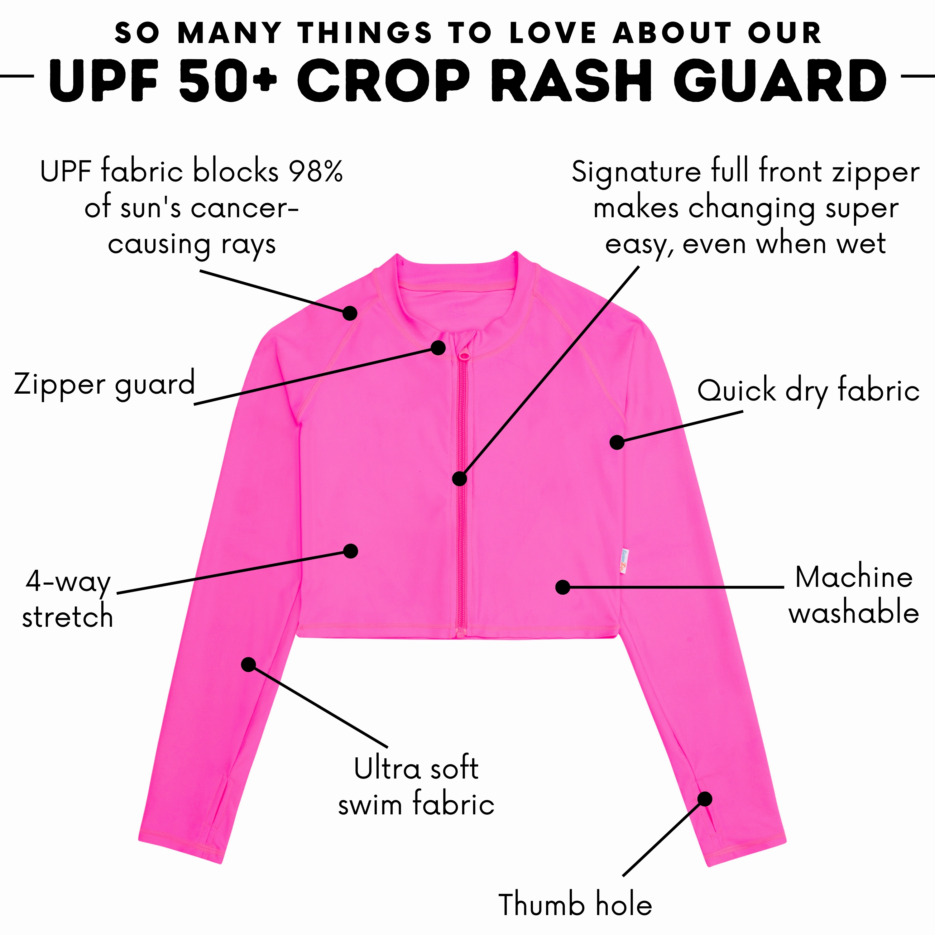 Women's Long Sleeve Crop Rash Guard | ???Neon Pink???