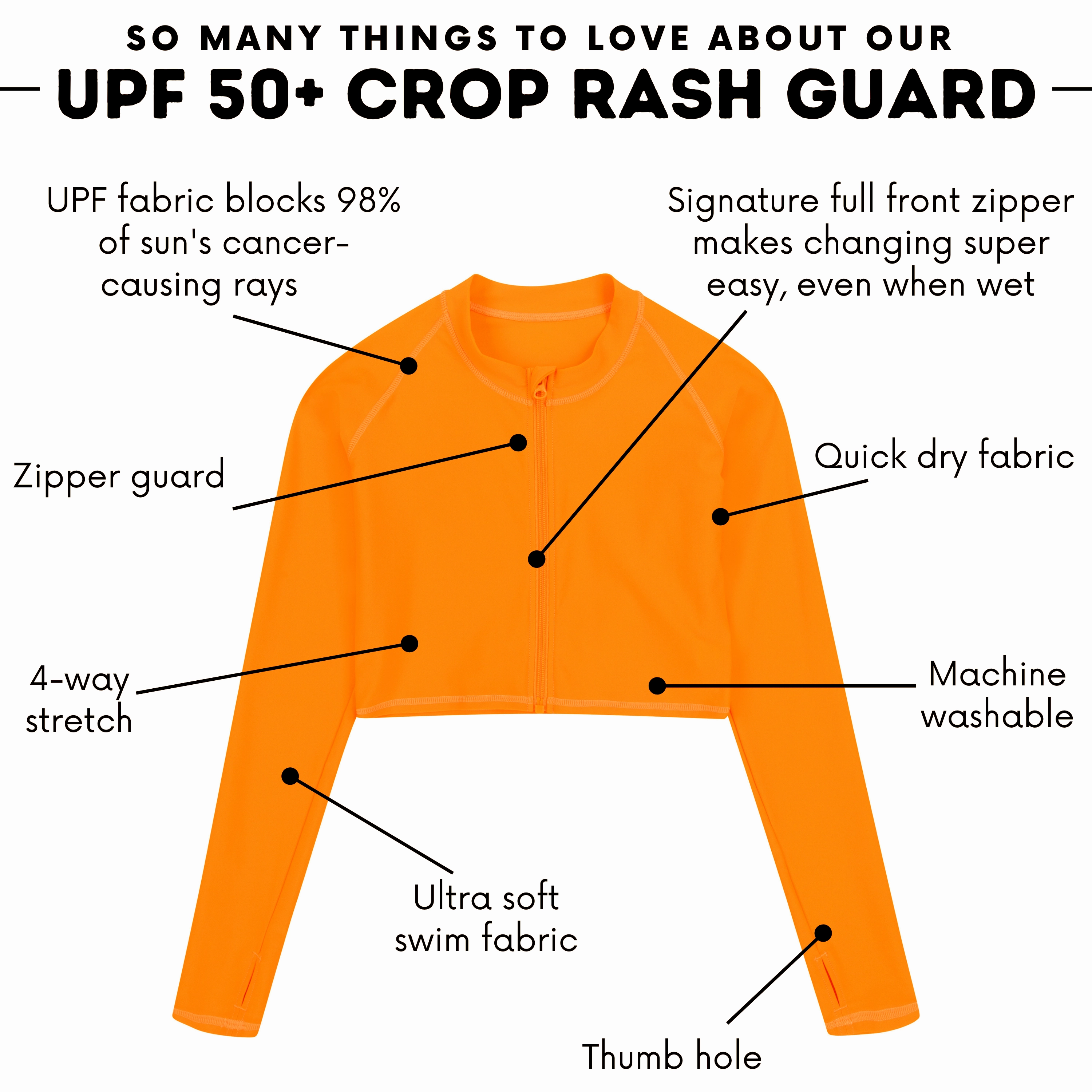 Women's Long Sleeve Crop Rash Guard | ???Orange"