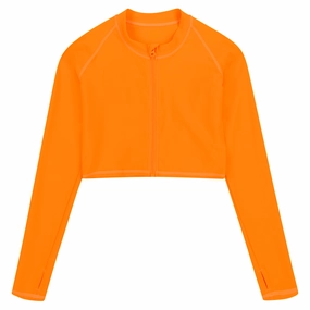 Women's Long Sleeve Crop Rash Guard | ???Orange"