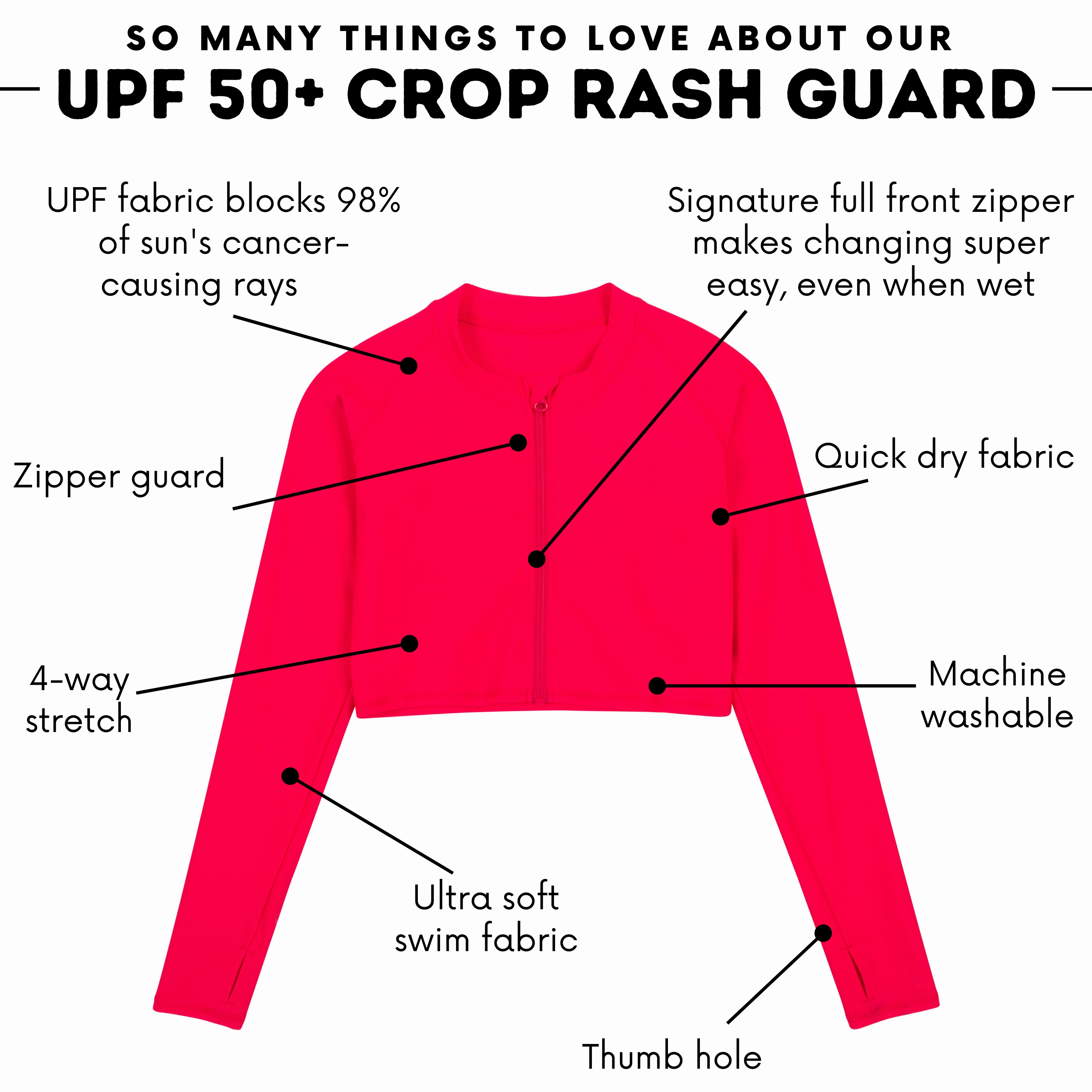Women's Long Sleeve Crop Rash Guard | ???Red"