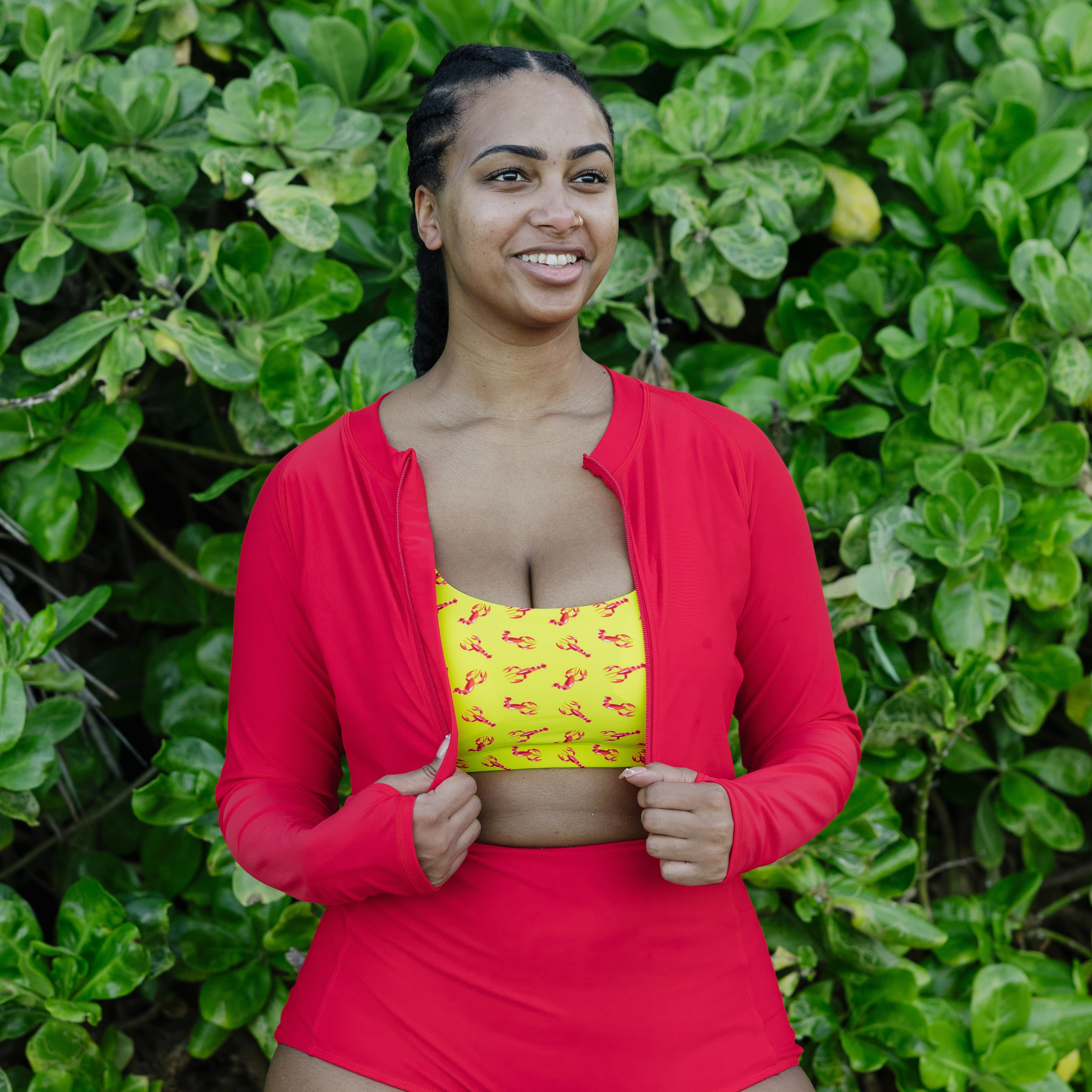 Women's Long Sleeve Crop Rash Guard | ???Red"