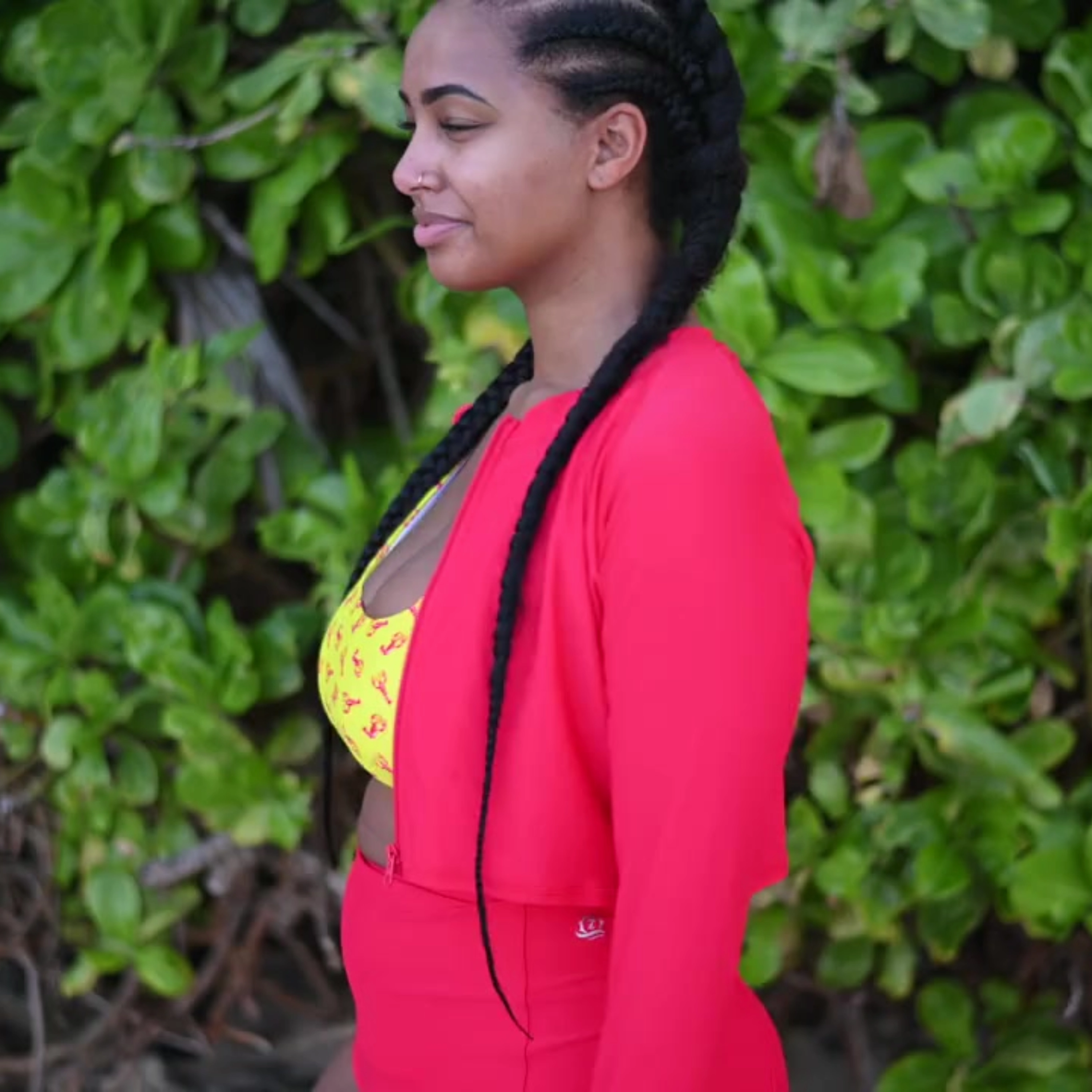 Women's Long Sleeve Crop Rash Guard | ???Red"