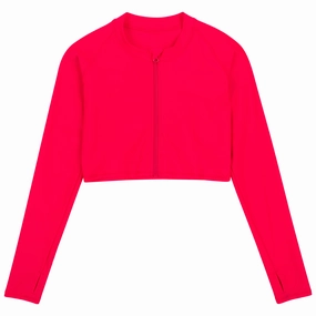 Women's Long Sleeve Crop Rash Guard | ???Red"