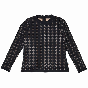 Women's Long Sleeve Laser Cut Scallop Neck Rash Guard - ???Black???