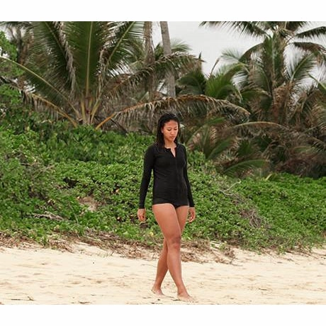 Women's Long Sleeve Rash Guard Swim Shirt - "All Black"