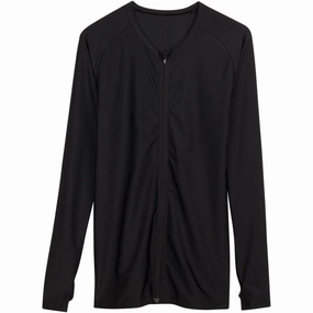 Women's Long Sleeve Rash Guard Swim Shirt - "All Black"