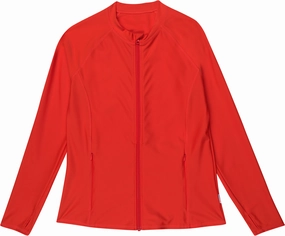 Women's Long Sleeve Rash Guard with Pockets | "Fiesta Red"