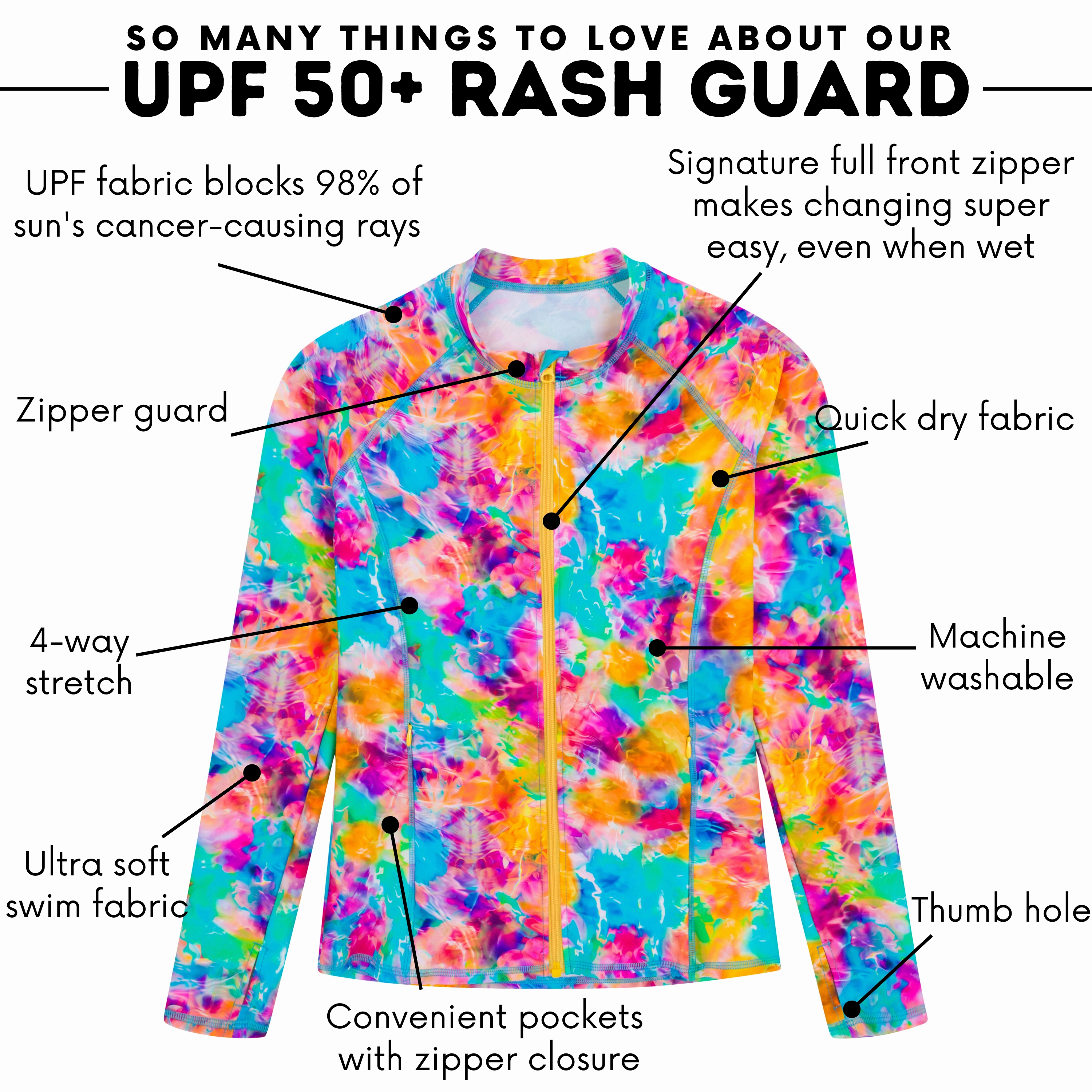 Women's Long Sleeve Rash Guard with Pockets | "Impressions"