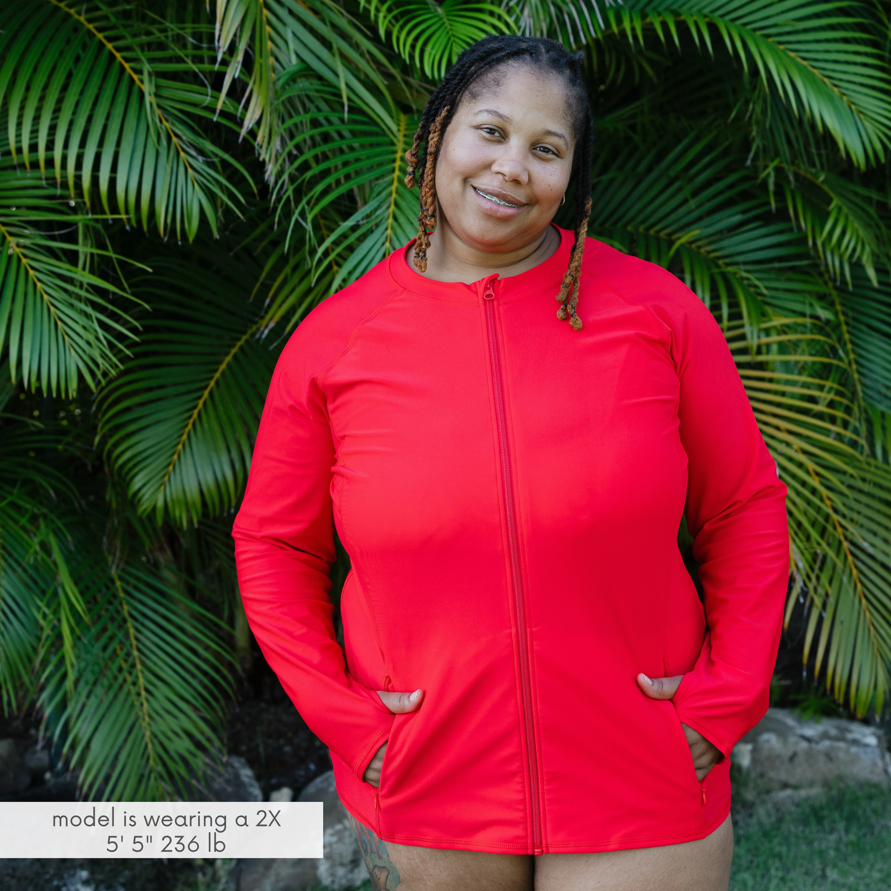 Women's Long Sleeve Rash Guard with Pockets | "Red"