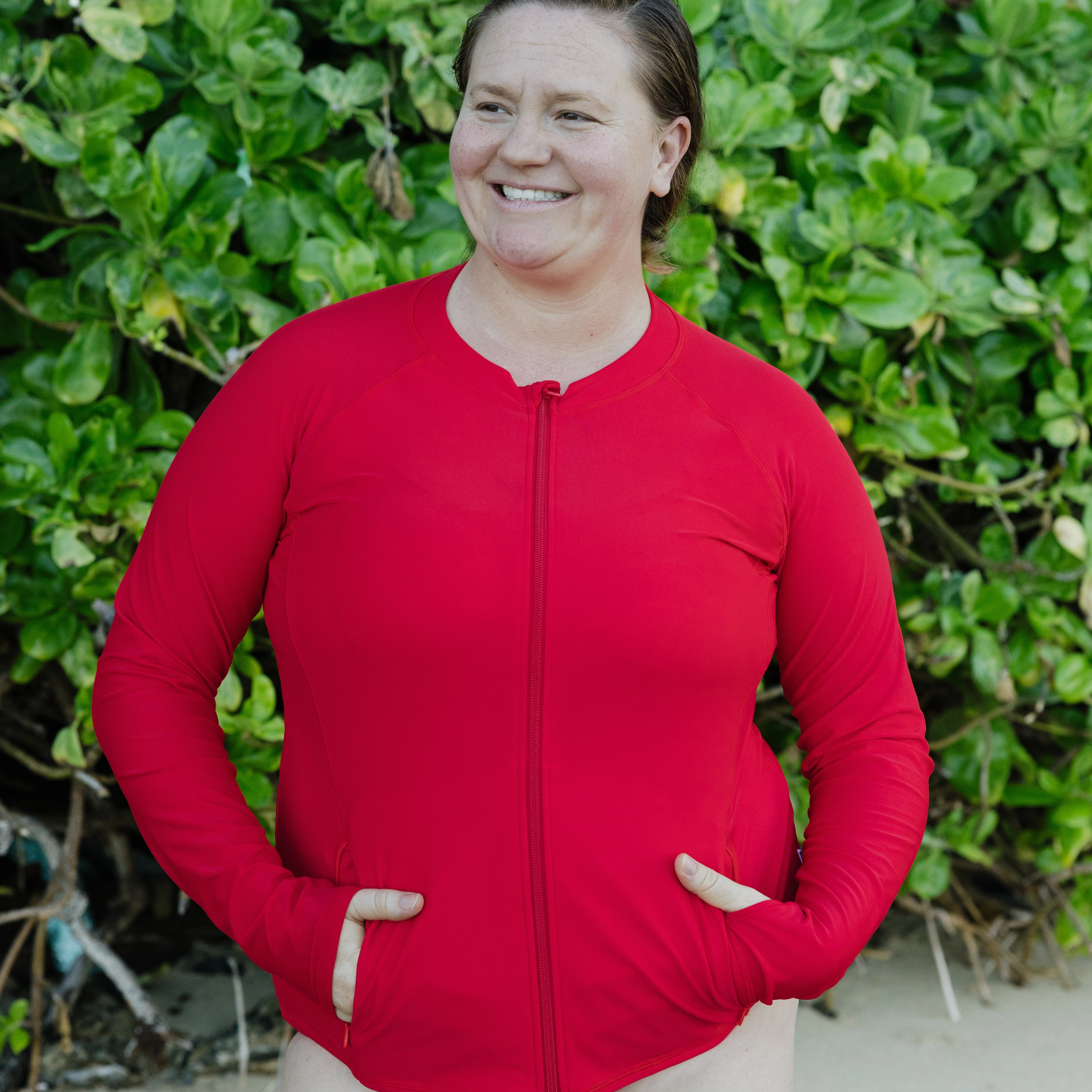Women's Long Sleeve Rash Guard with Pockets | "Red"