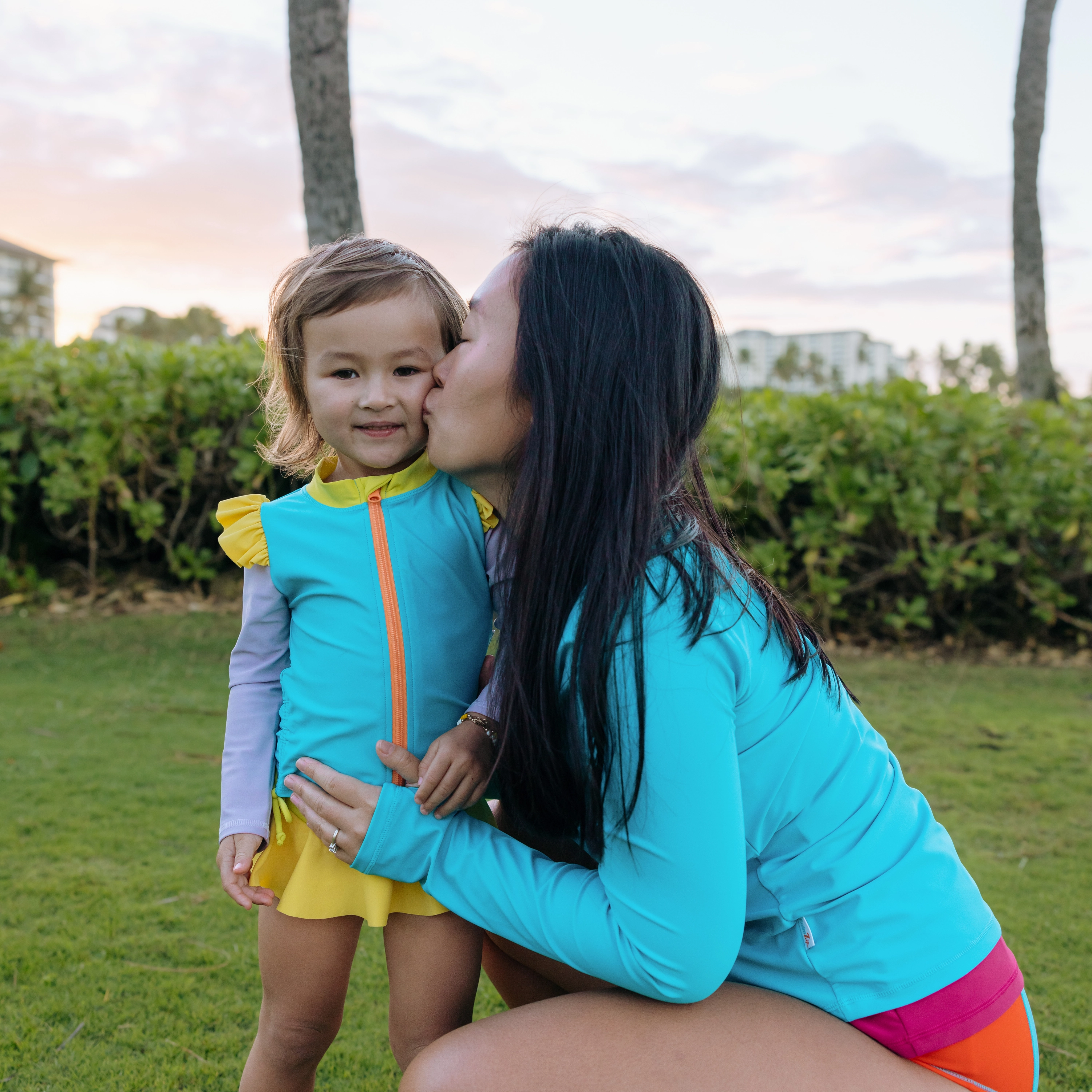Women's Long Sleeve Rash Guard with Pockets | "Scuba Blue"