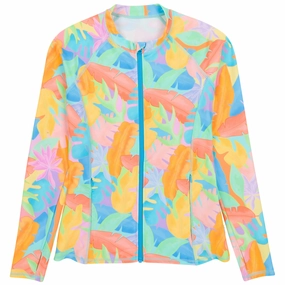 Women's Long Sleeve Rash Guard with Pockets | "Vibrant Vacay"