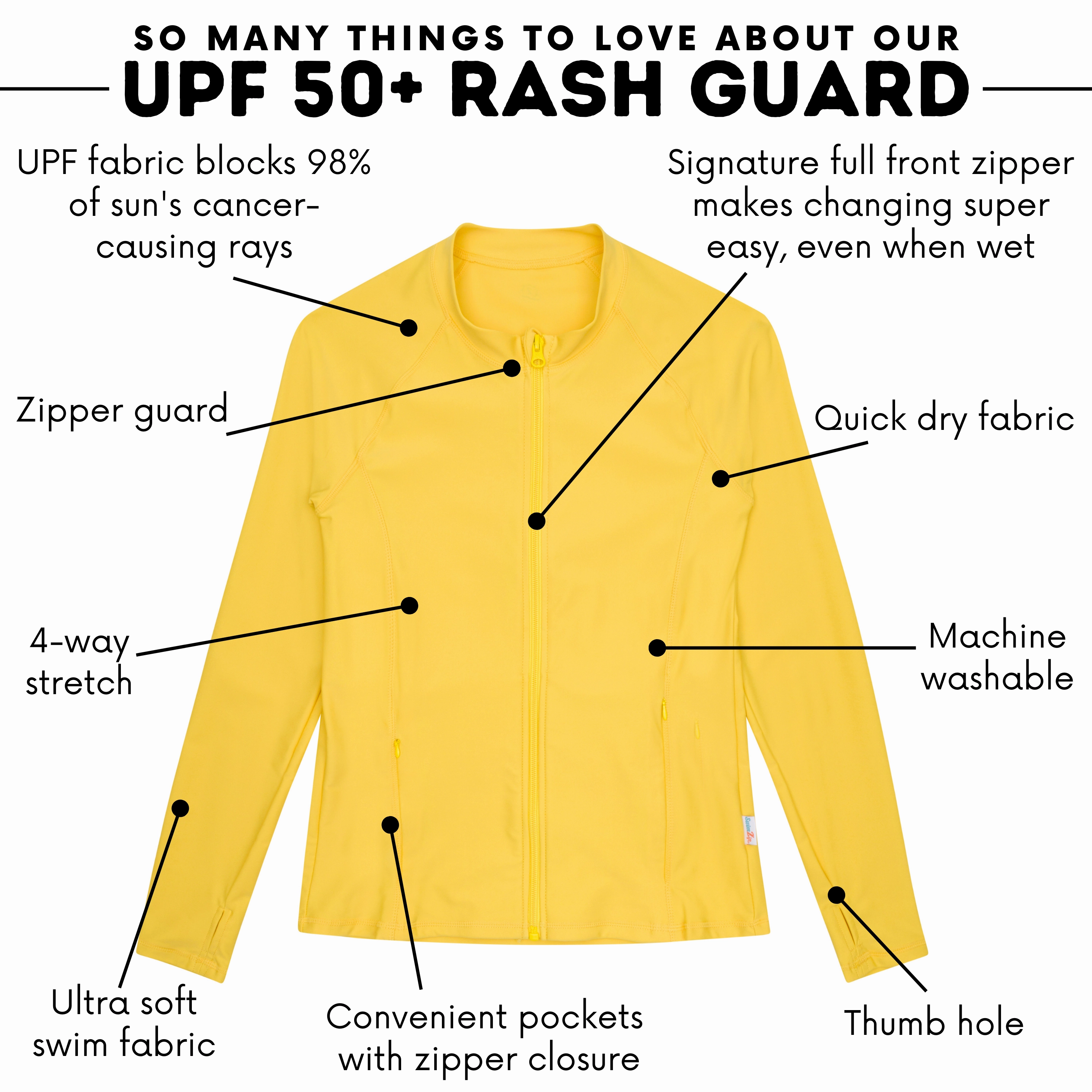 Women's Long Sleeve Rash Guard with Pockets | "Yellow"