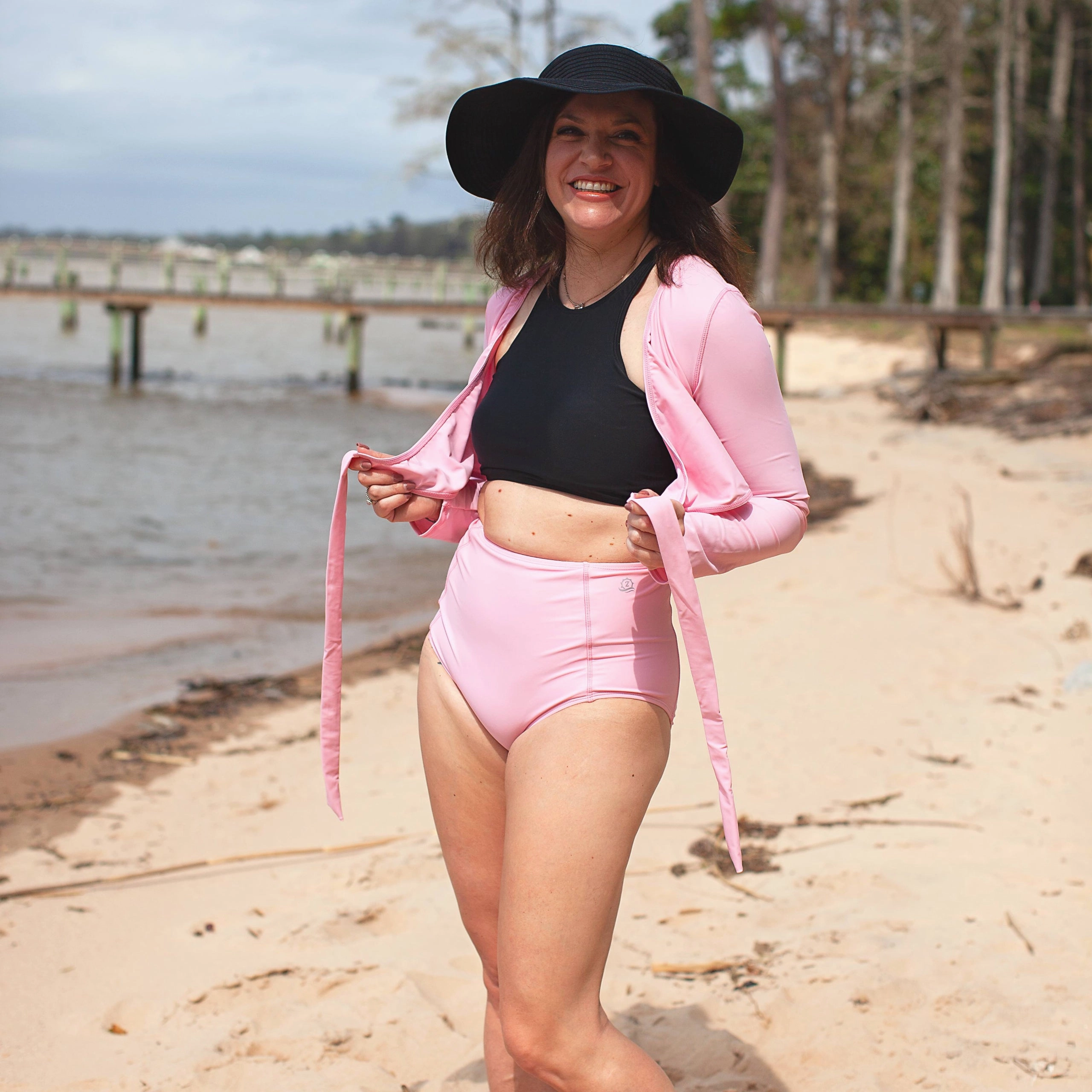 Women's Long Sleeve Swim Wrap Top  - "Orchid Pink???