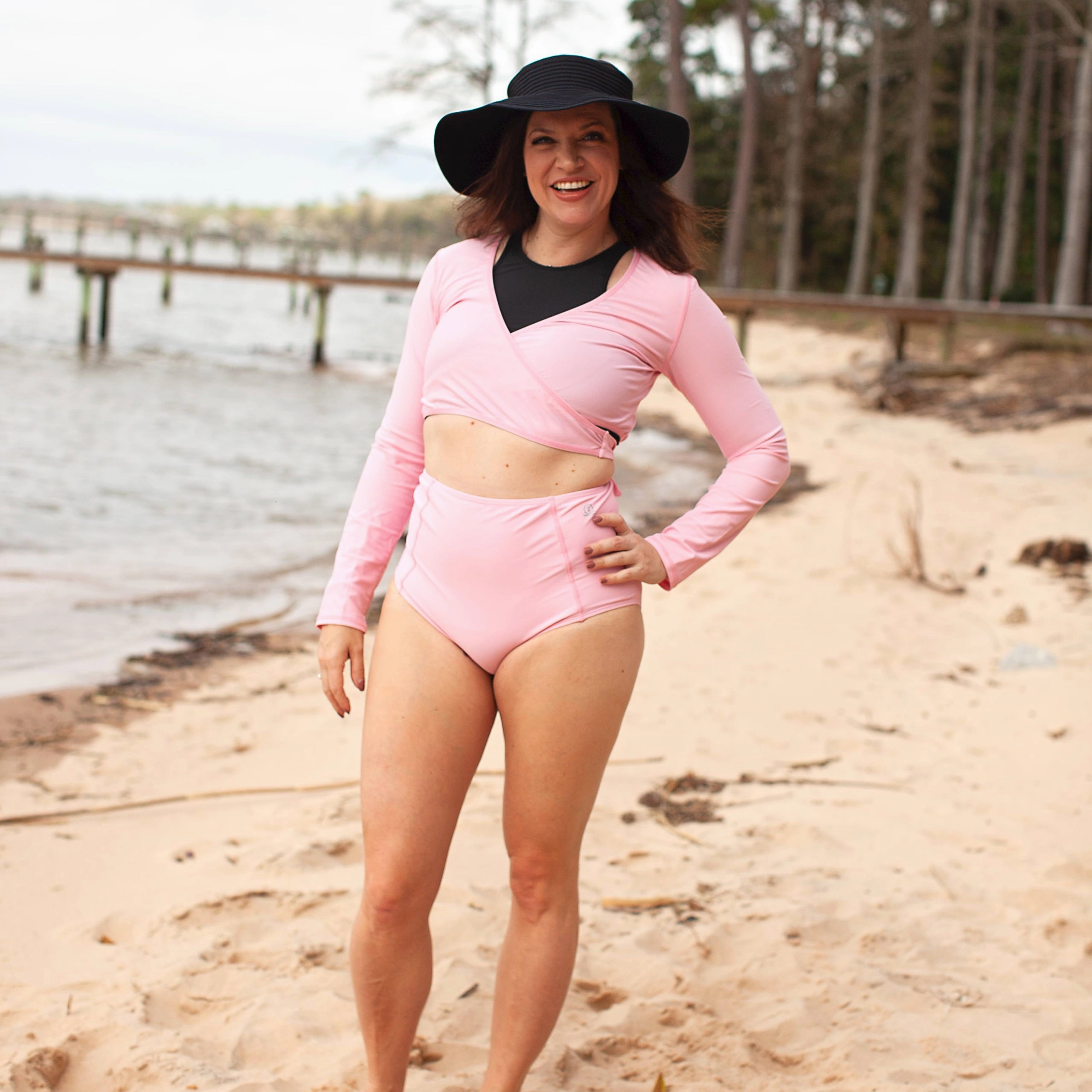 Women's Long Sleeve Swim Wrap Top  - "Orchid Pink???
