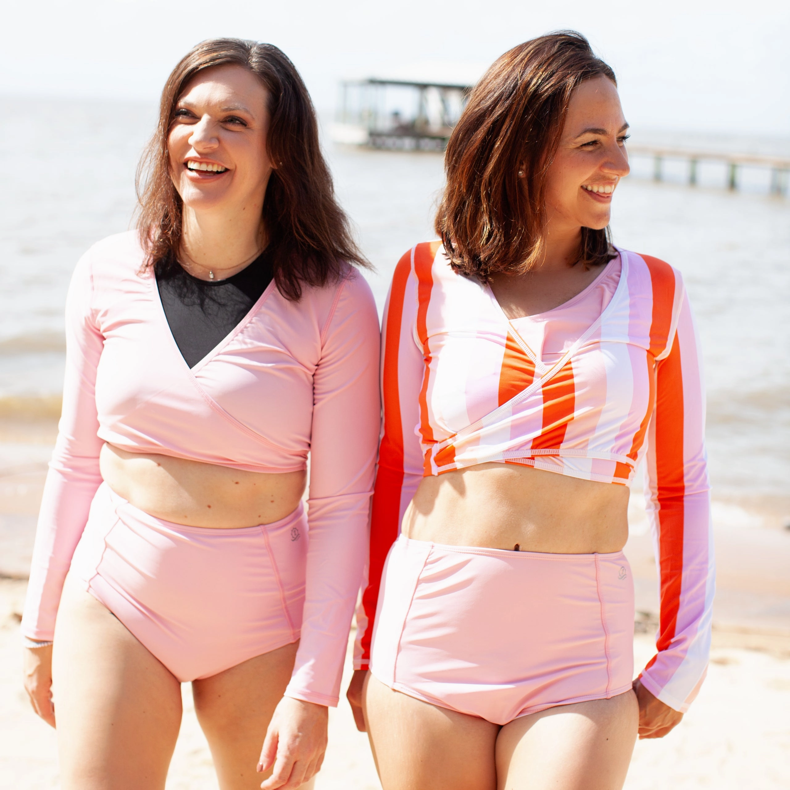 Women's Long Sleeve Swim Wrap Top  - "Orchid Pink???