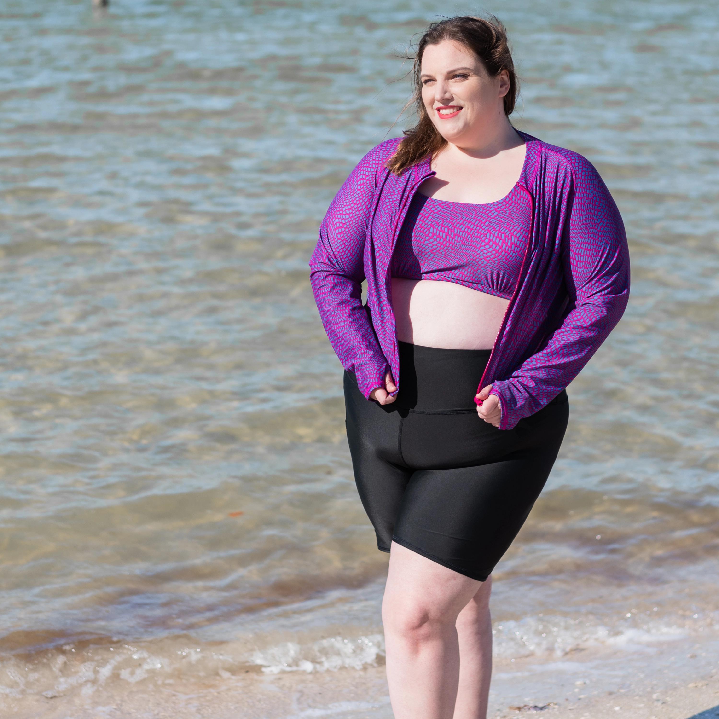 Women's Long Swim Bike Short with Pocket | ???Black???