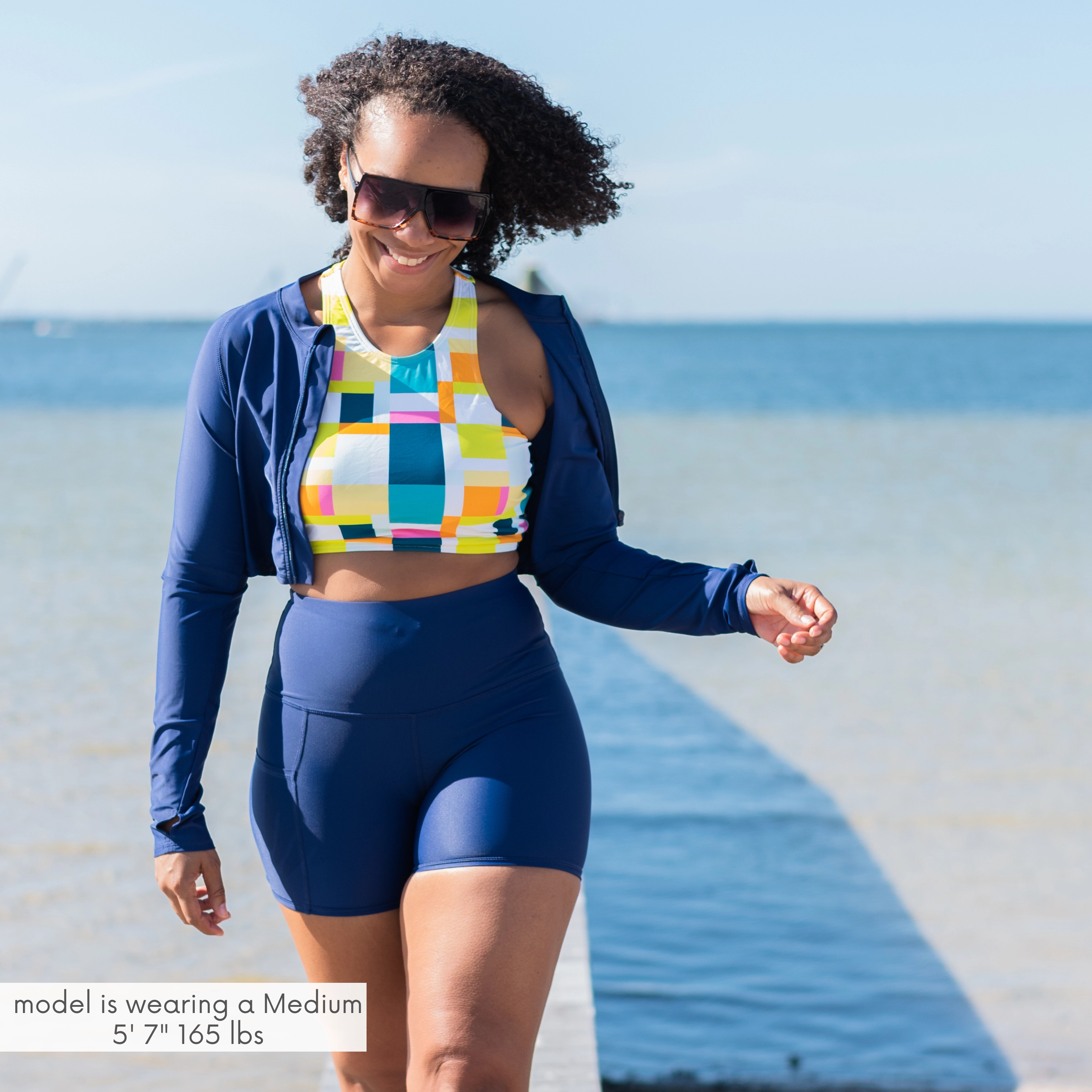 Women's Long Swim Bike Short with Pocket | ???Navy???