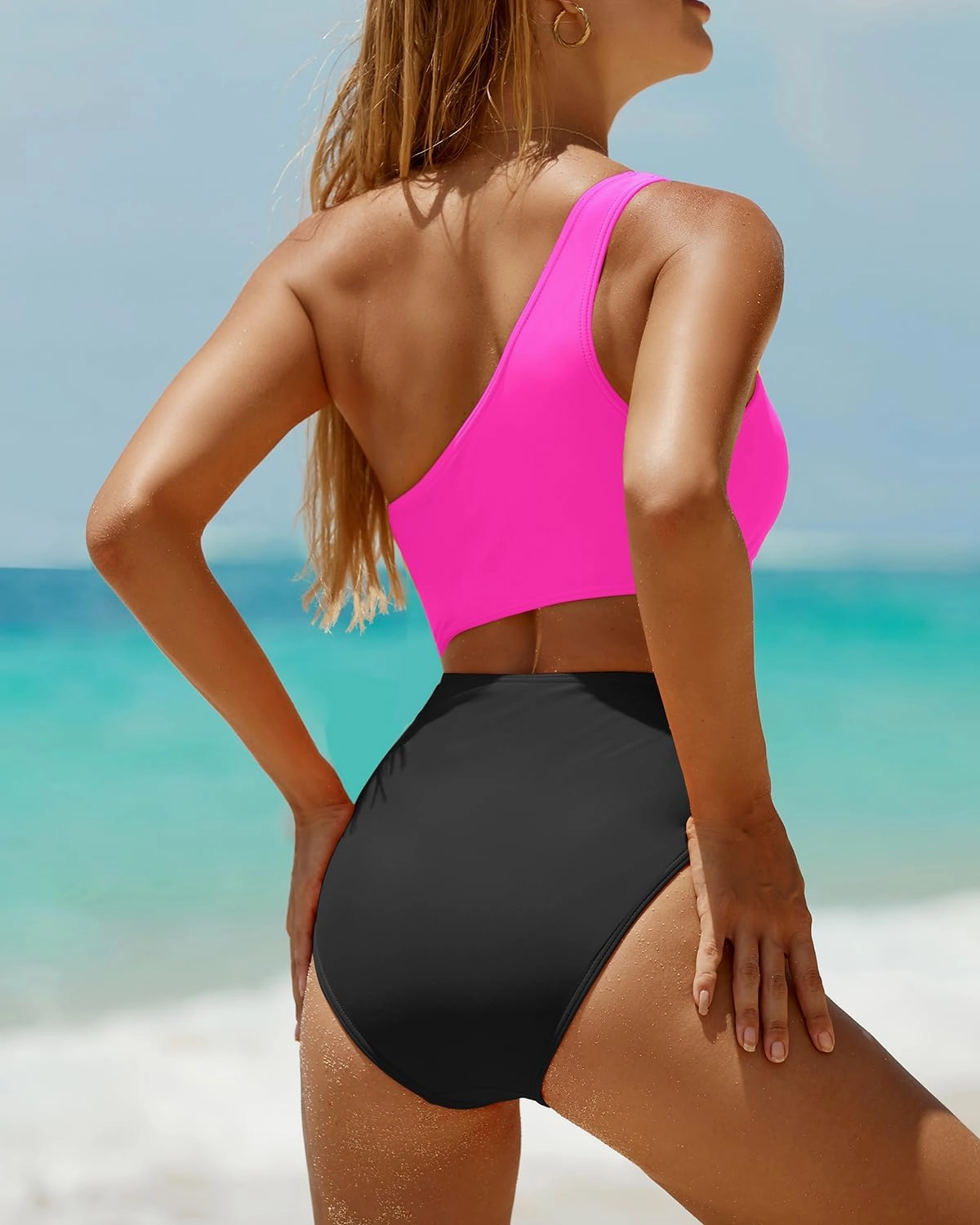 Women's One Piece Swimsuit- One Shoulder Bathing Suit Cutout Tummy Control Swimwear