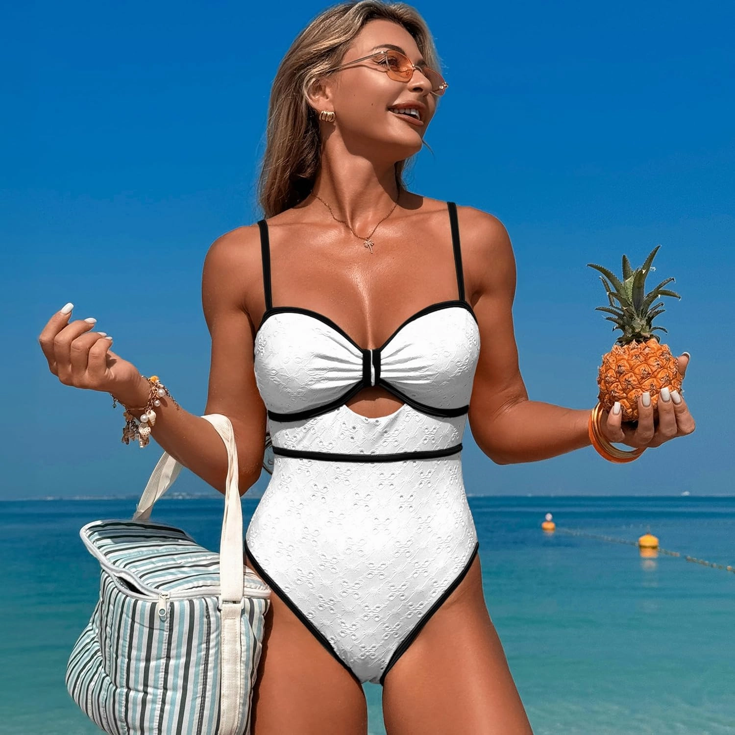 Women's One Piece Swimsuits Tummy Control Cutout Bathing Suit High Waisted 1 Piece High Cut Swimsuit
