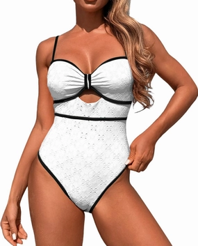 Women's One Piece Swimsuits Tummy Control Cutout Bathing Suit High Waisted 1 Piece High Cut Swimsuit