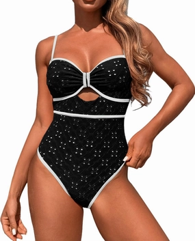 Women's One Piece Swimsuits Tummy Control Cutout Bathing Suit High Waisted 1 Piece High Cut Swimsuit
