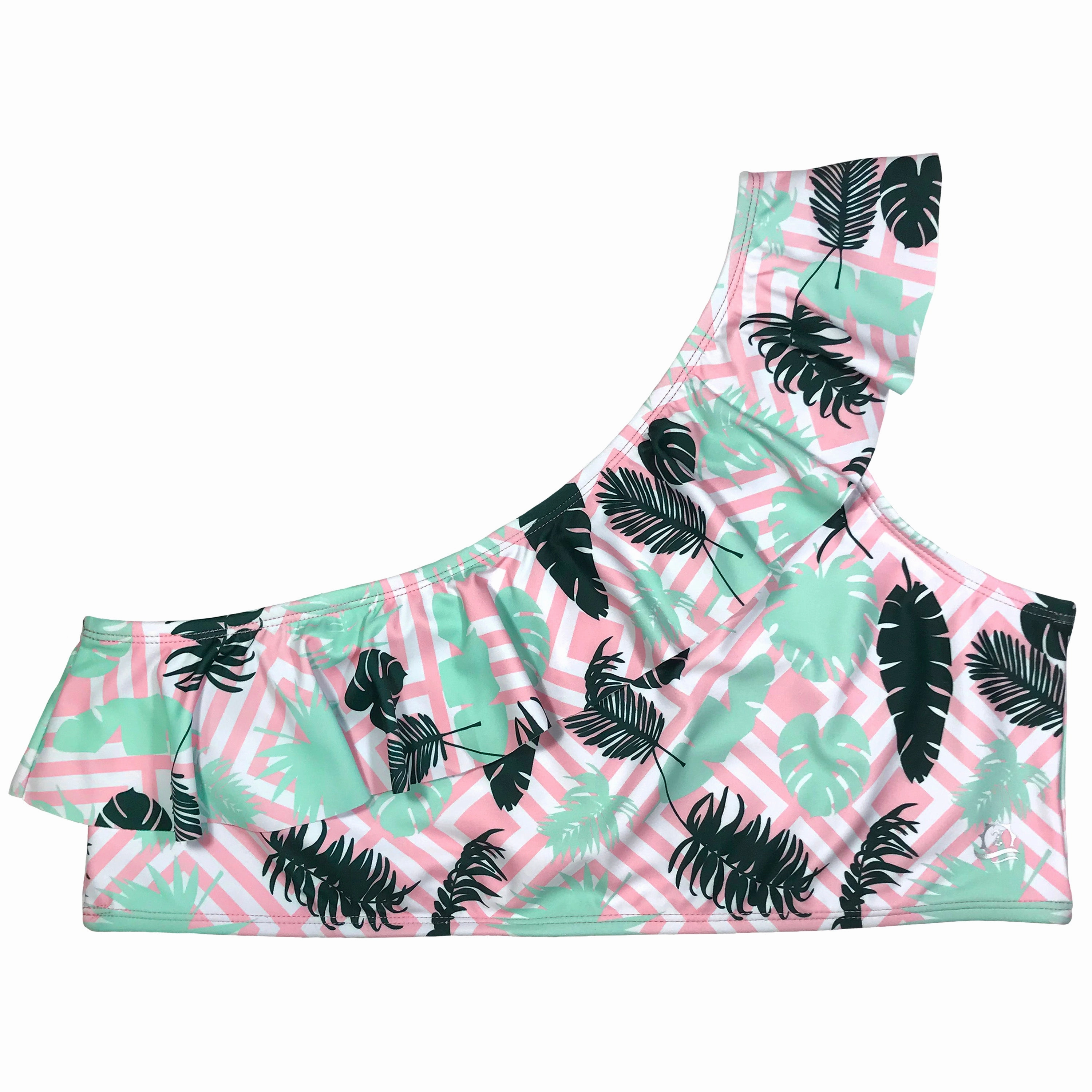 Women's One Shoulder Bikini Top - "Palm Breeze"