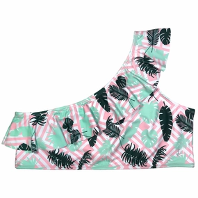 Women's One Shoulder Bikini Top - "Palm Breeze"