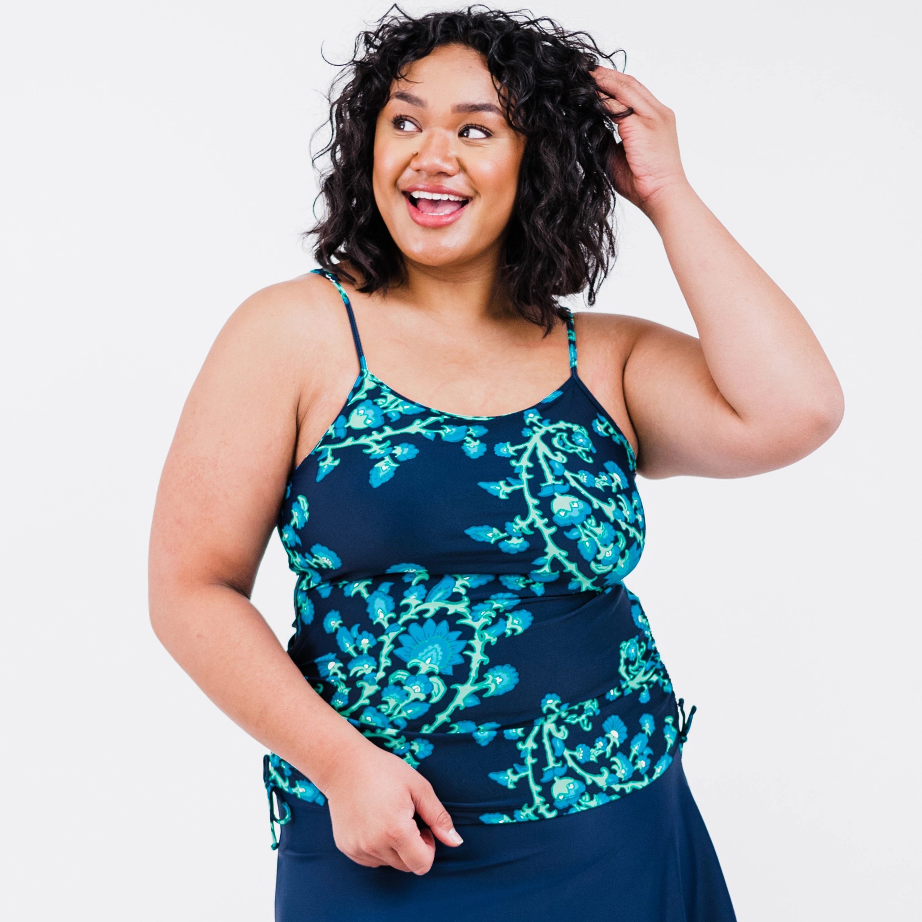 Women's Plus Adjustable Strap Tankini Maya Swim Top