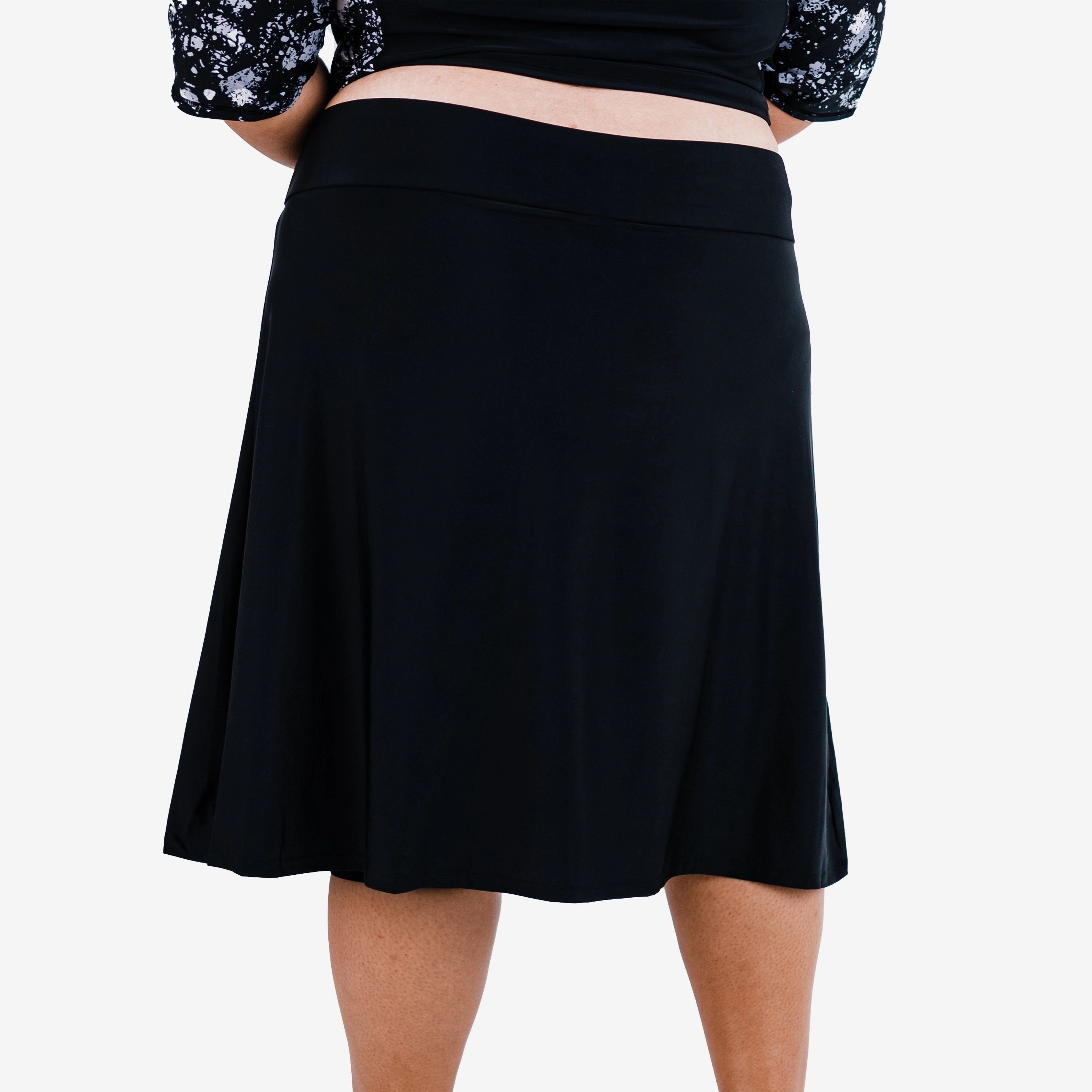 Women's Plus Below The Knee Swim Skirt With Capri Leggings