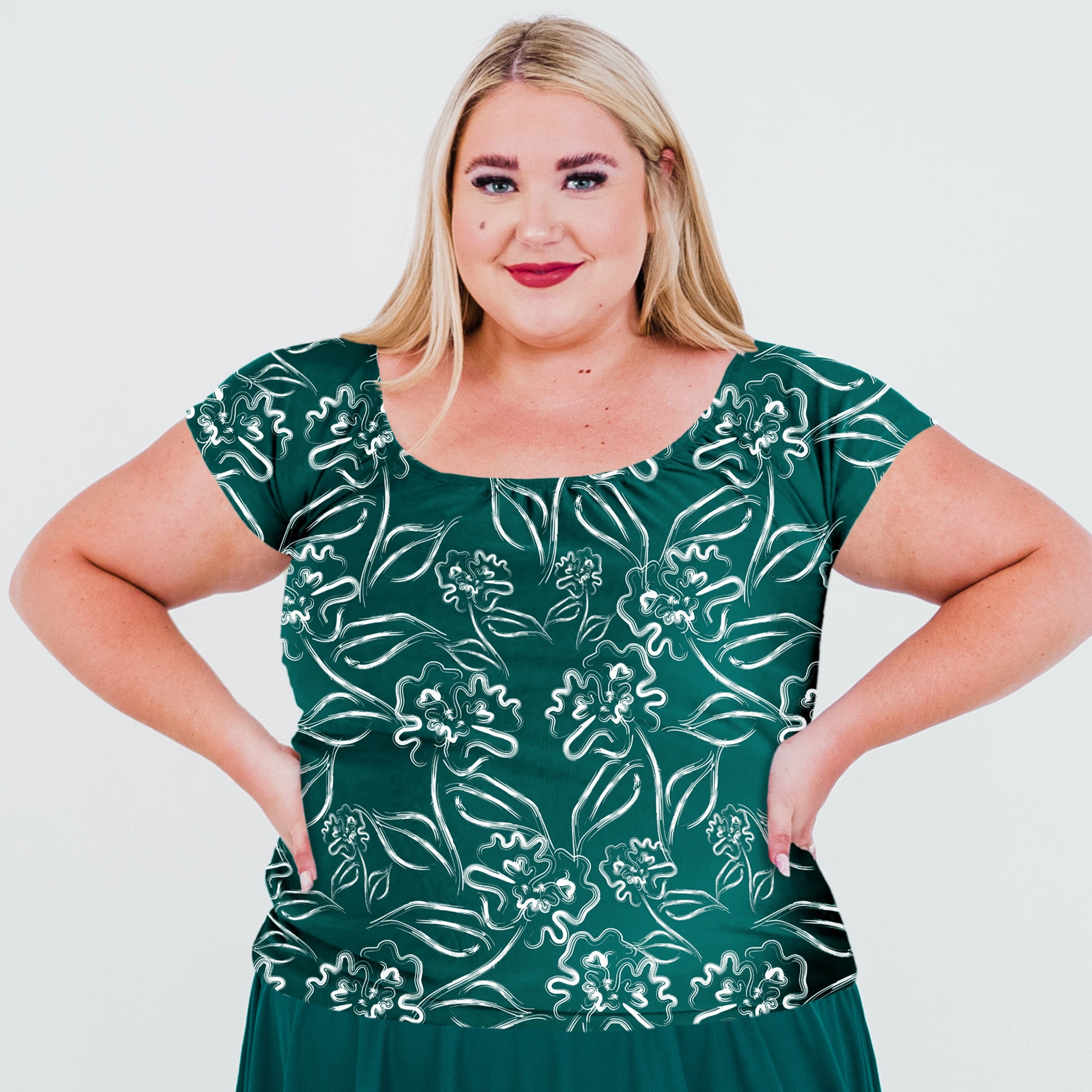 Women's Plus Cap Sleeve Zoey Crop Swim Top