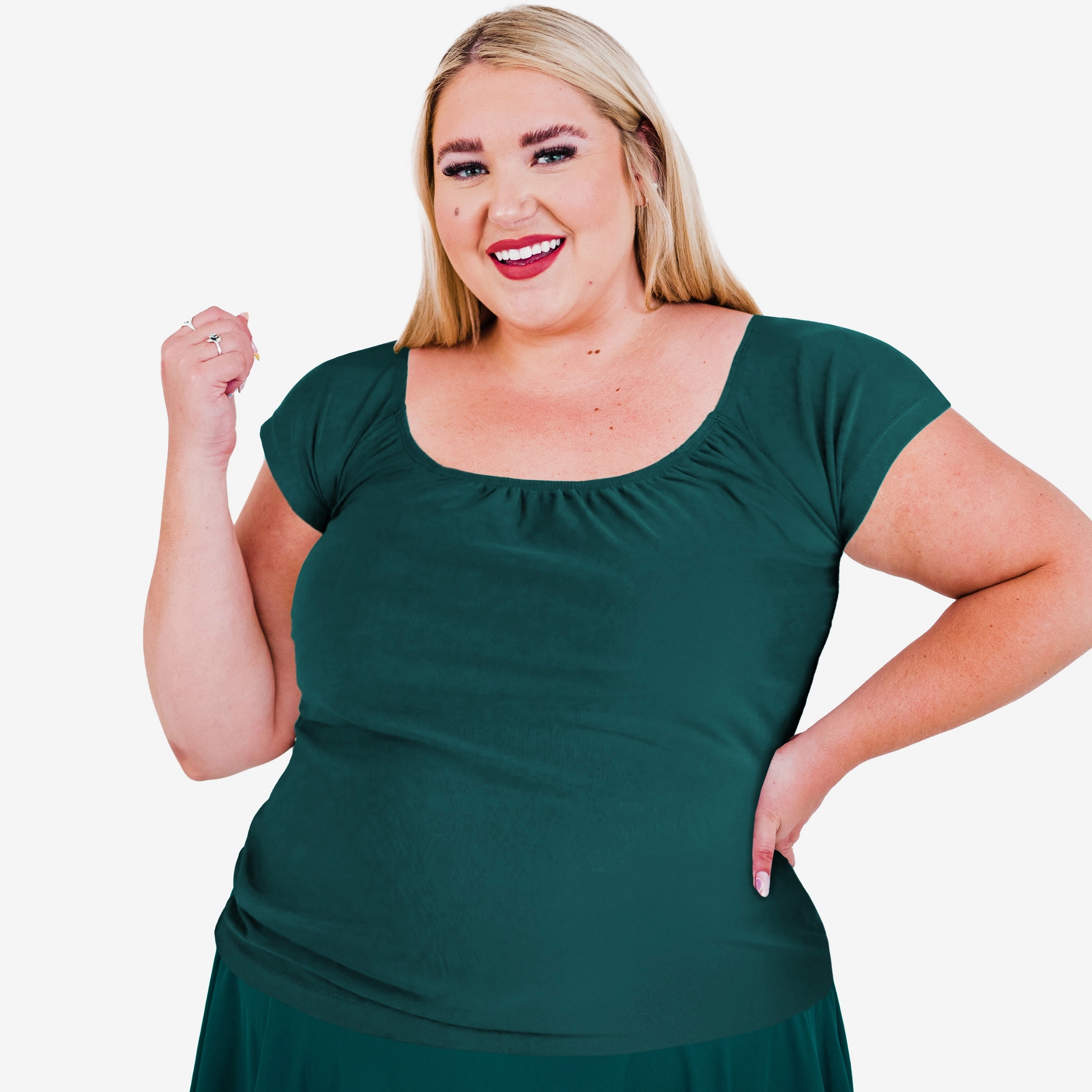 Women's Plus Cap Sleeve Zoey Crop Swim Top