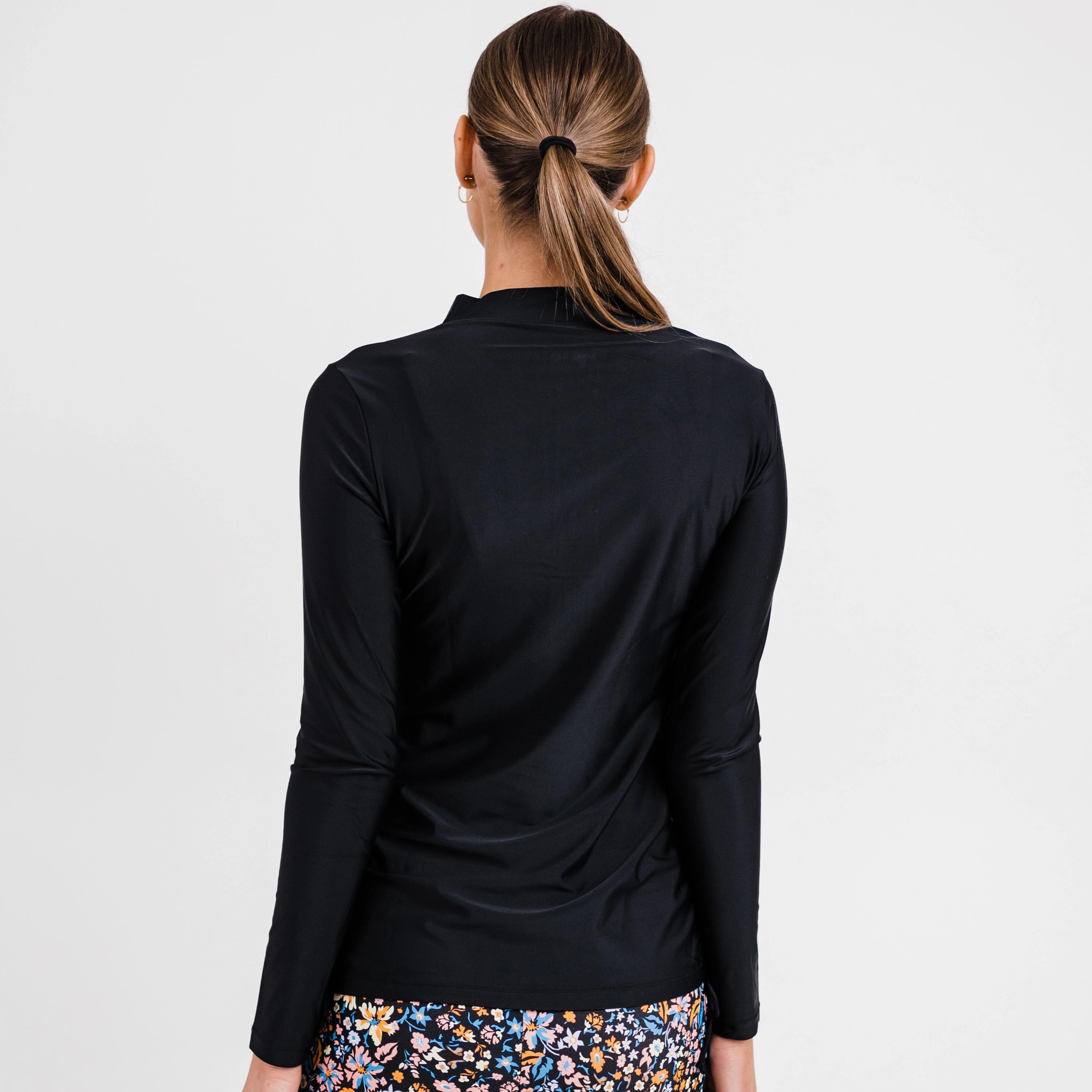 Women's Plus Half-Zip Long Sleeve Rash Guard Nora Swim Top