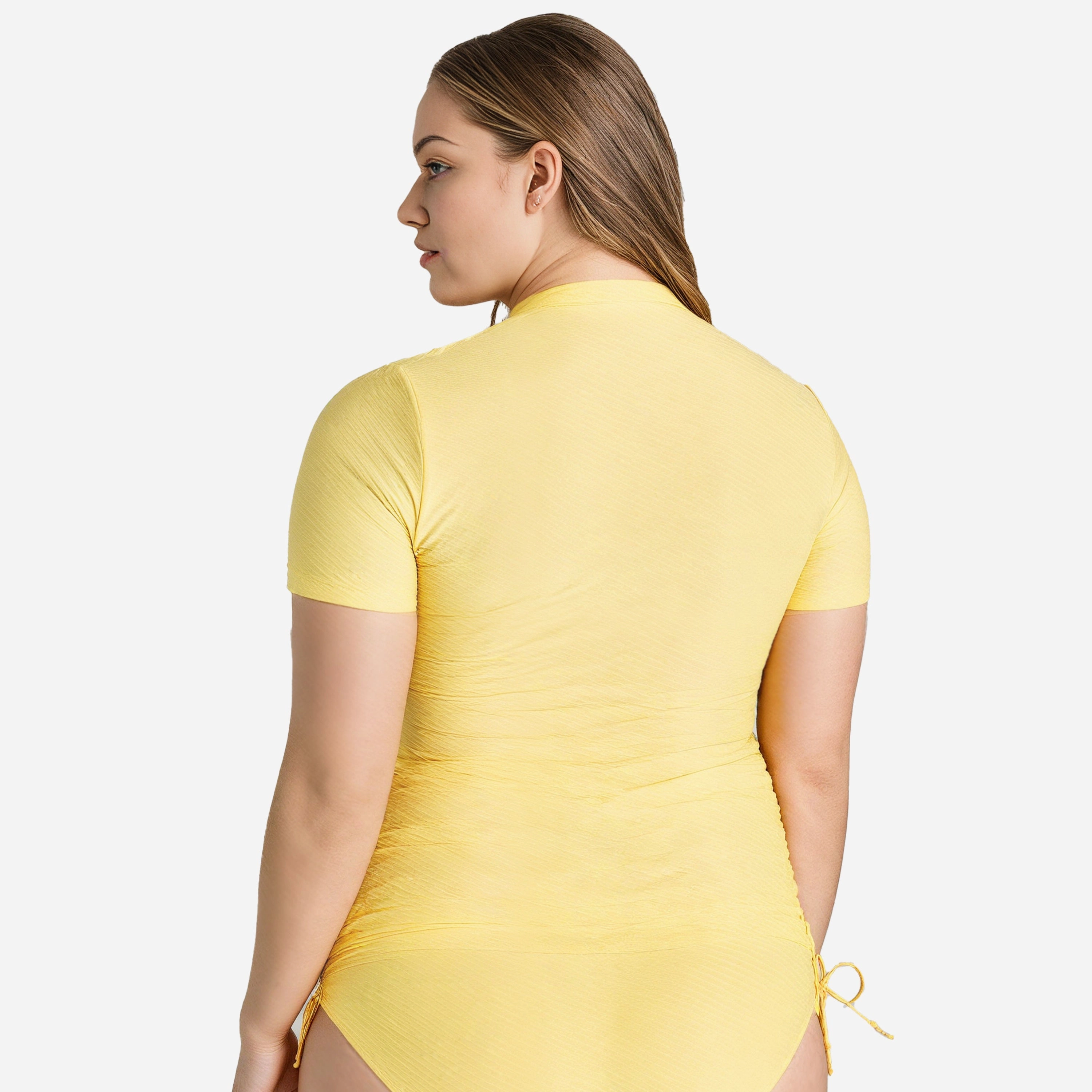 Women's Plus Half-Zip Short Sleeve Rashguard Adele Swim Top
