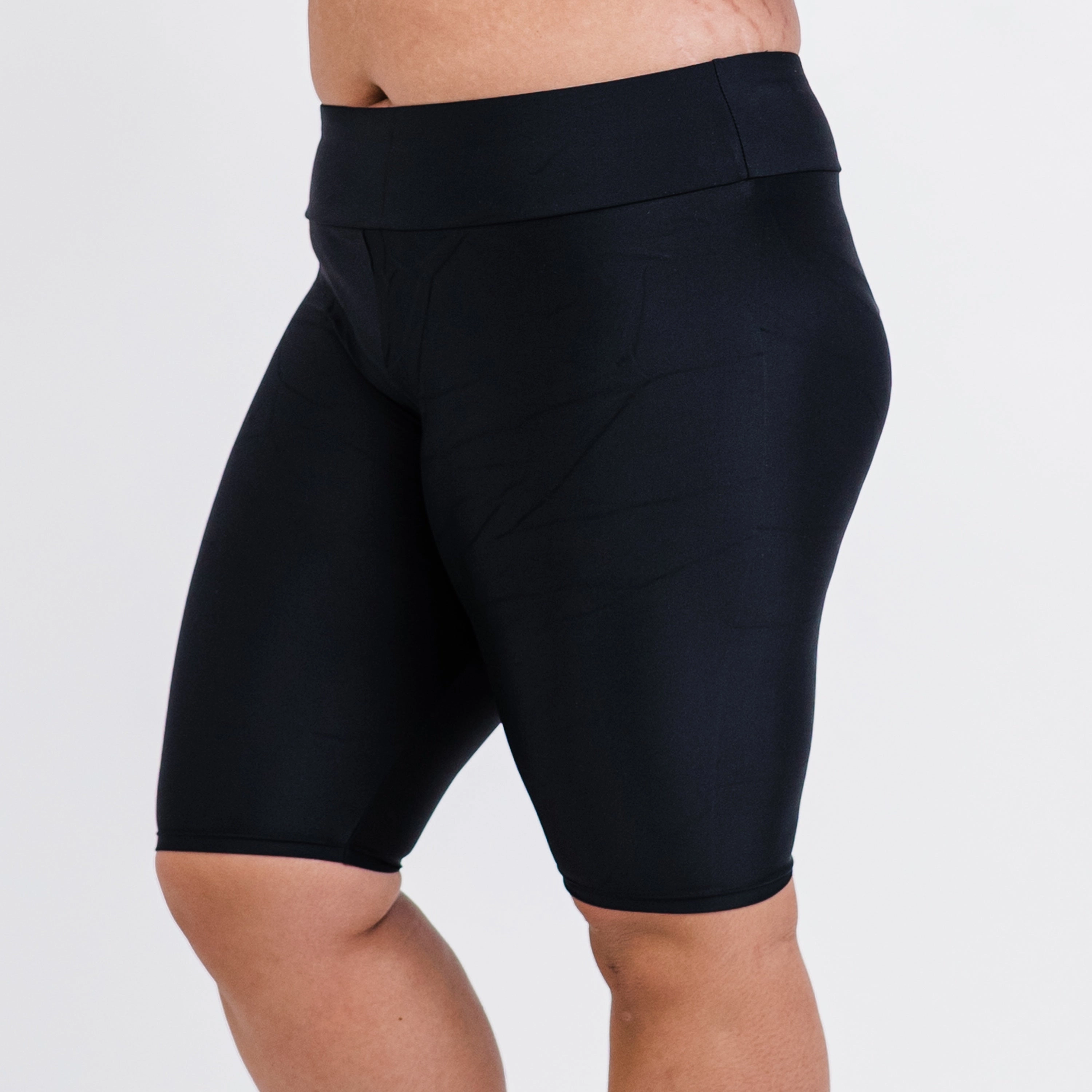 Women's Plus High Waisted Long Bike Swim Shorts