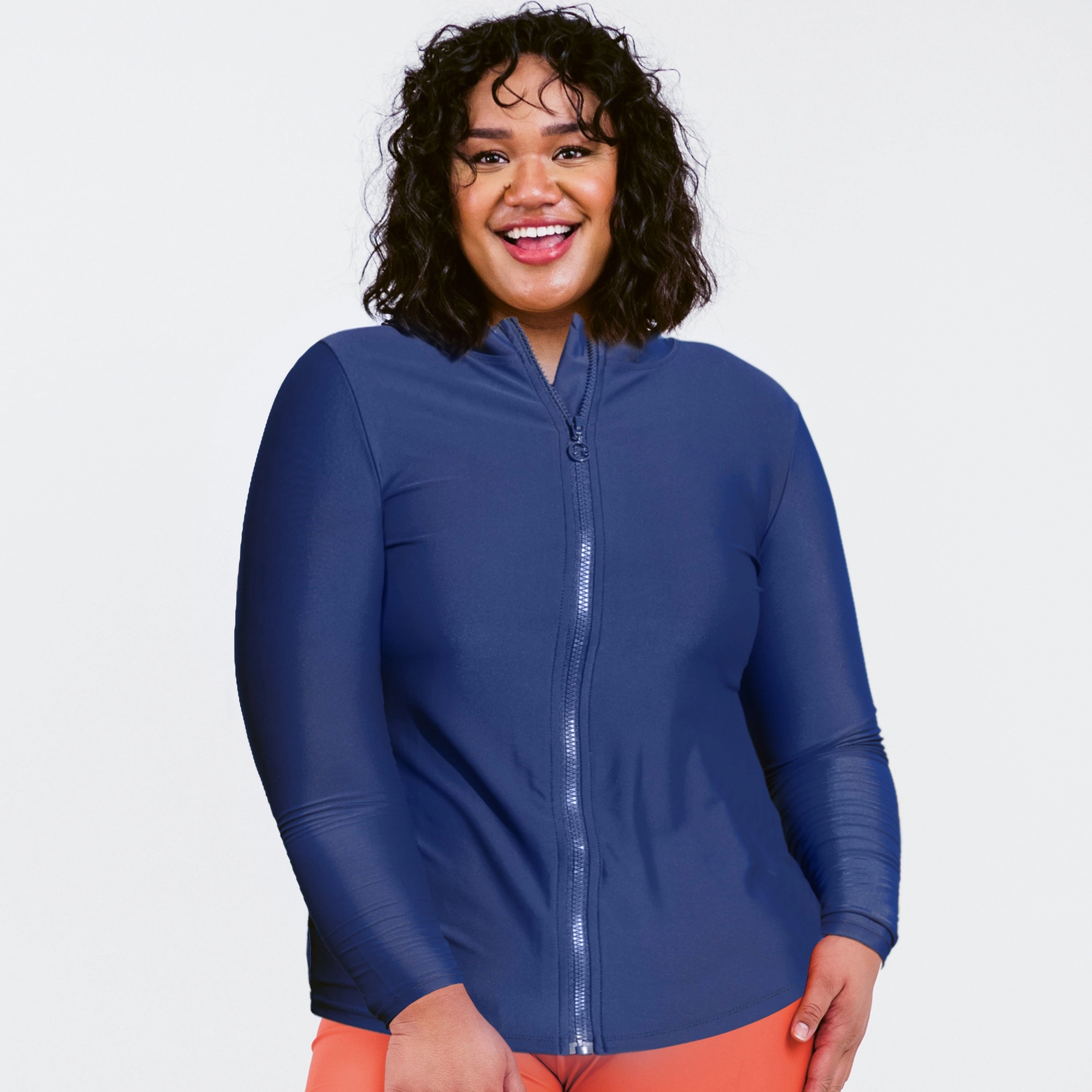 Women's Plus Long Sleeve Full-Zip Nora Swim Top