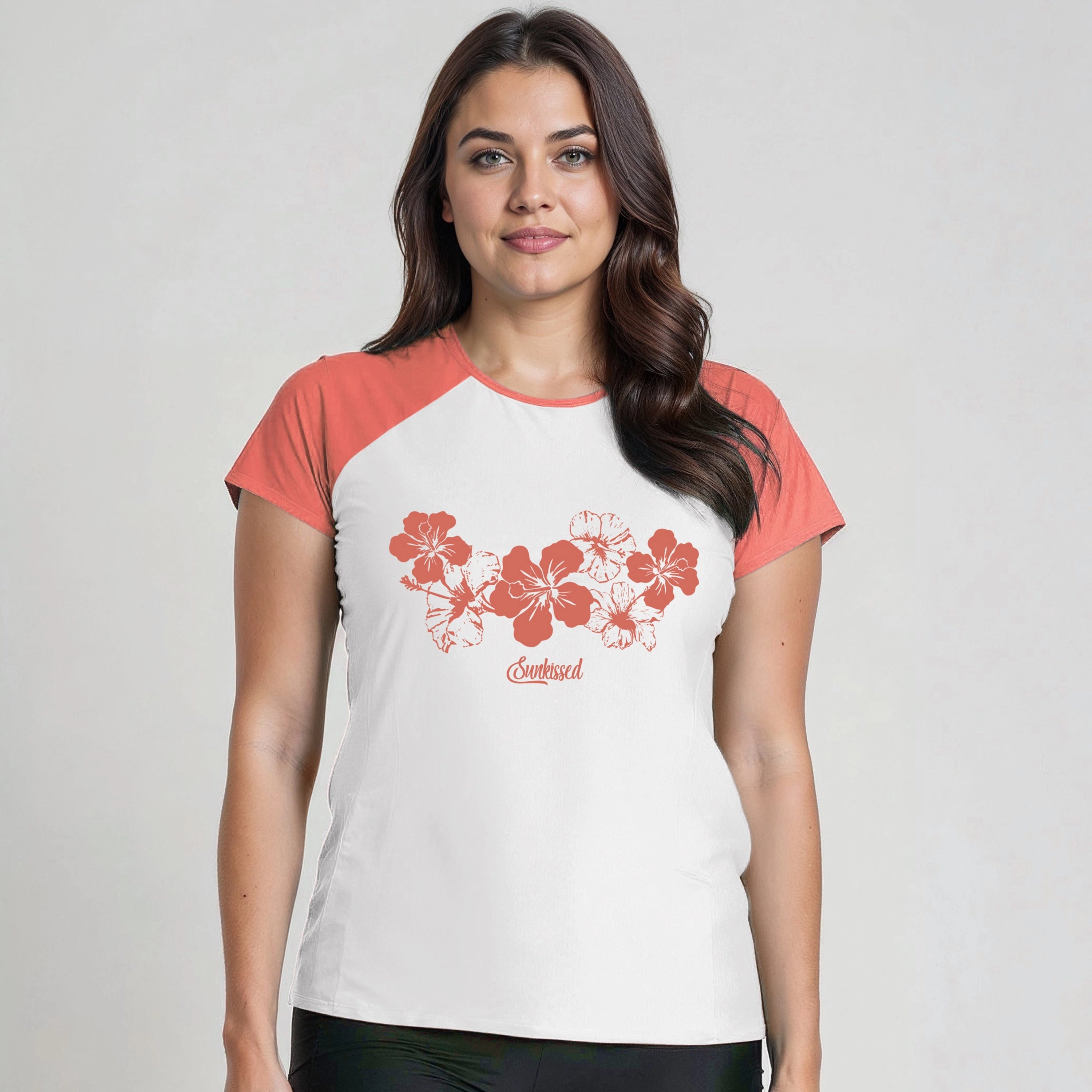 Women's Plus Loose Fit Short Sleeve Adele Swim Top