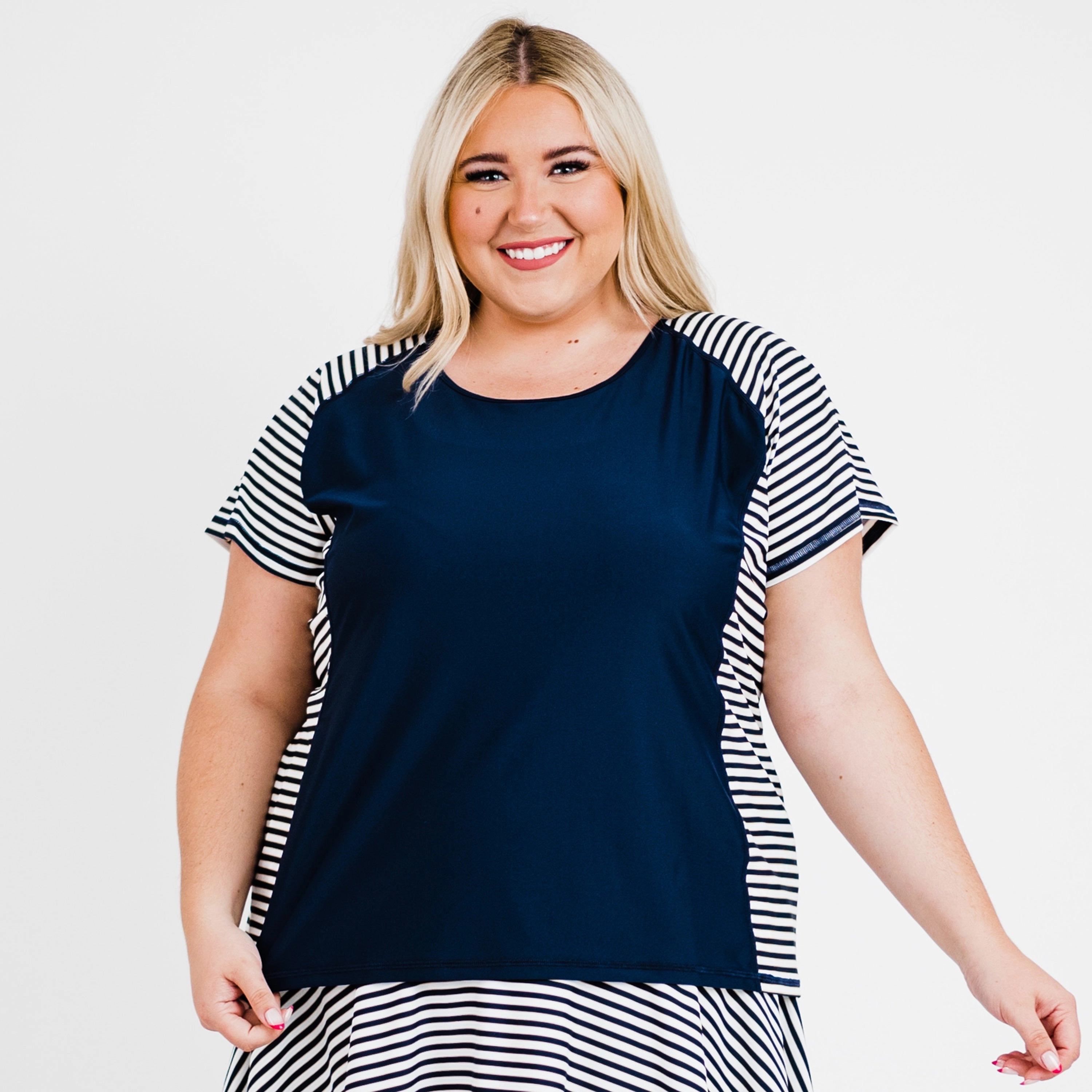 Women's Plus Loose Fit Short Sleeve Adele Swim Top