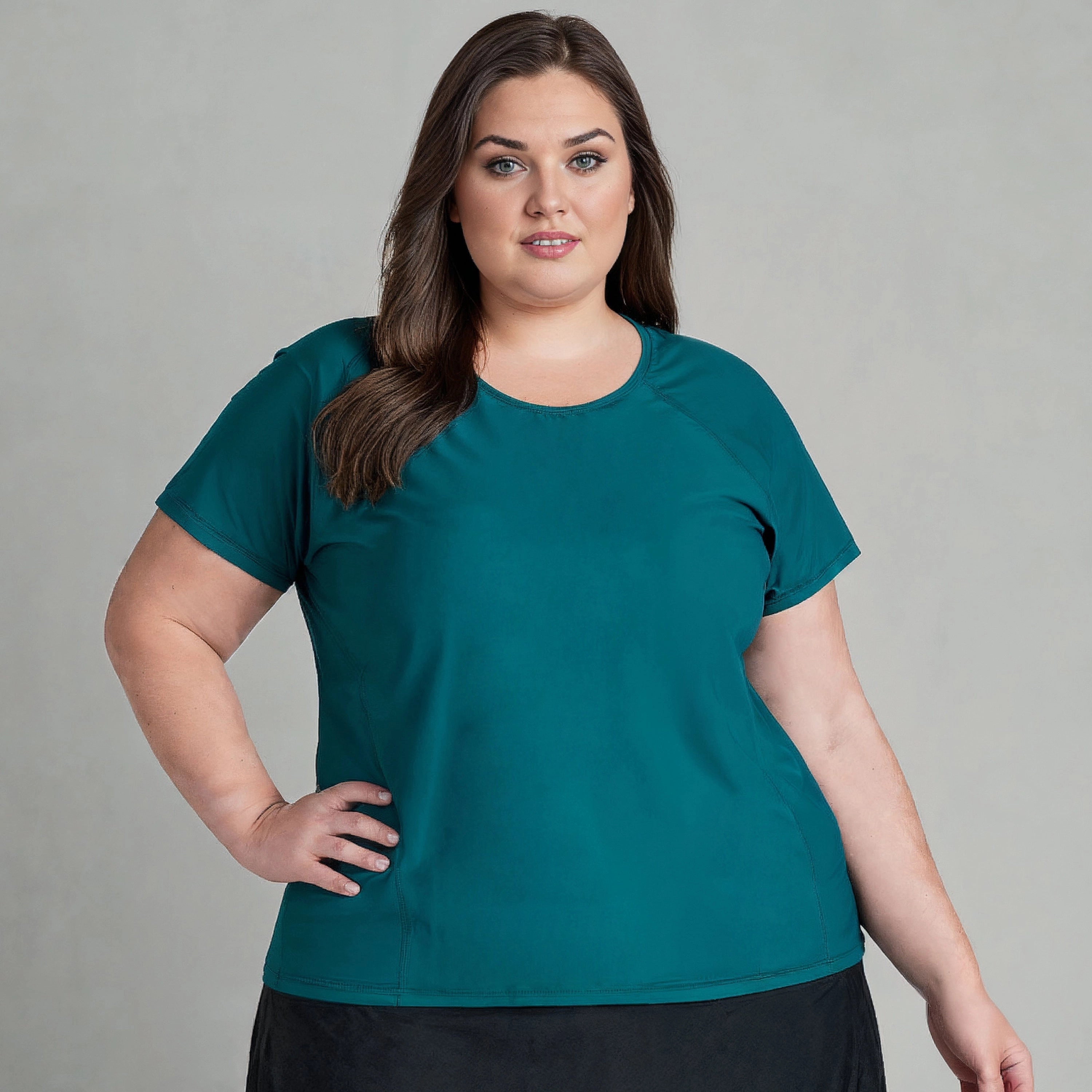 Women's Plus Loose Fit Short Sleeve Adele Swim Top