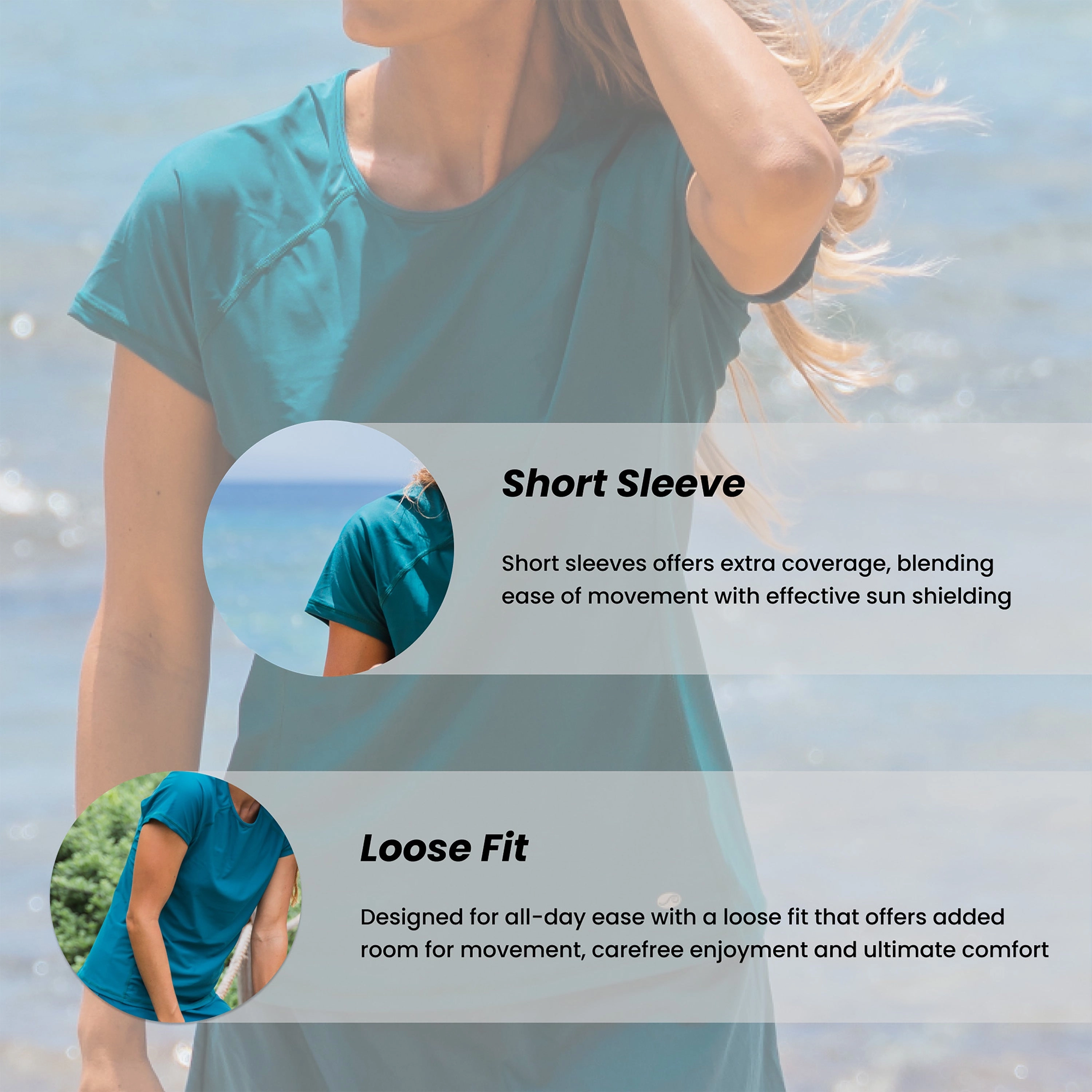 Women's Plus Loose Fit Short Sleeve Adele Swim Top