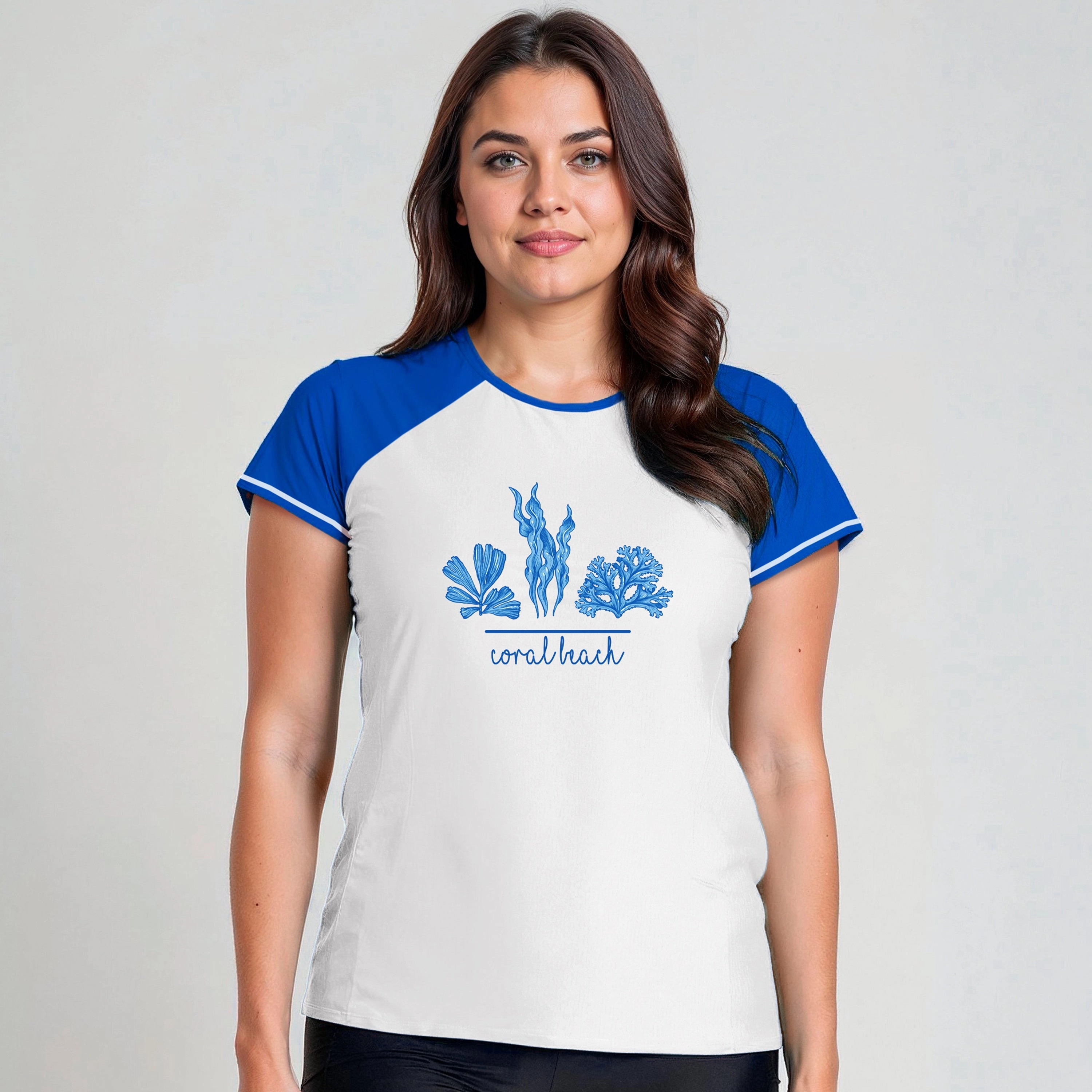 Women's Plus Loose Fit Short Sleeve Adele Swim Top