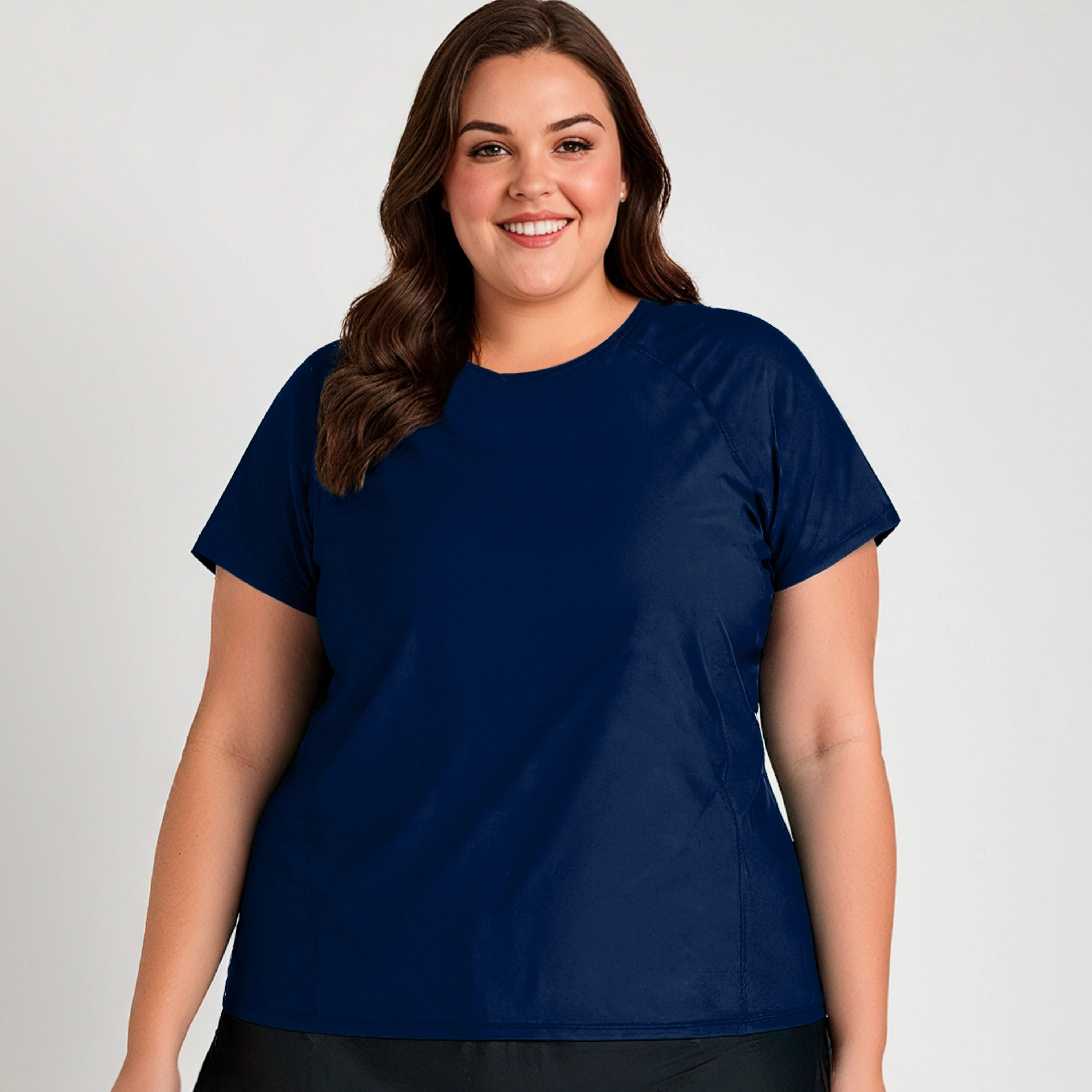 Women's Plus Loose Fit Short Sleeve Adele Swim Top
