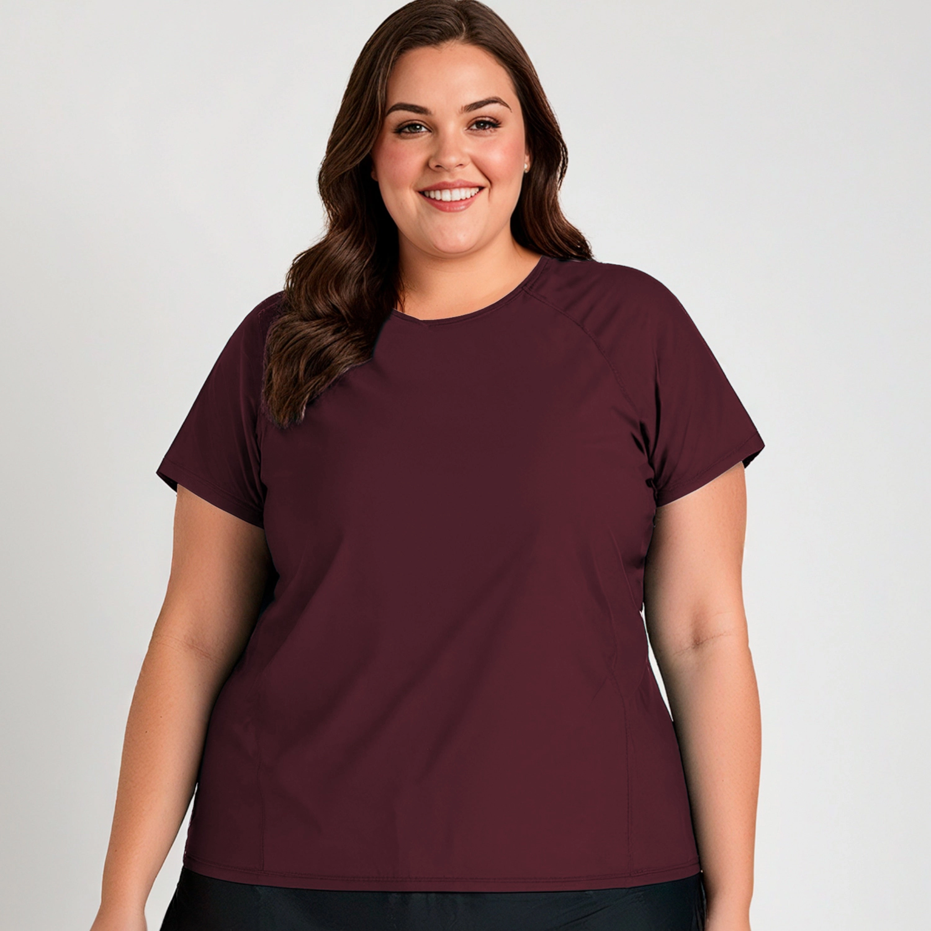 Women's Plus Loose Fit Short Sleeve Adele Swim Top