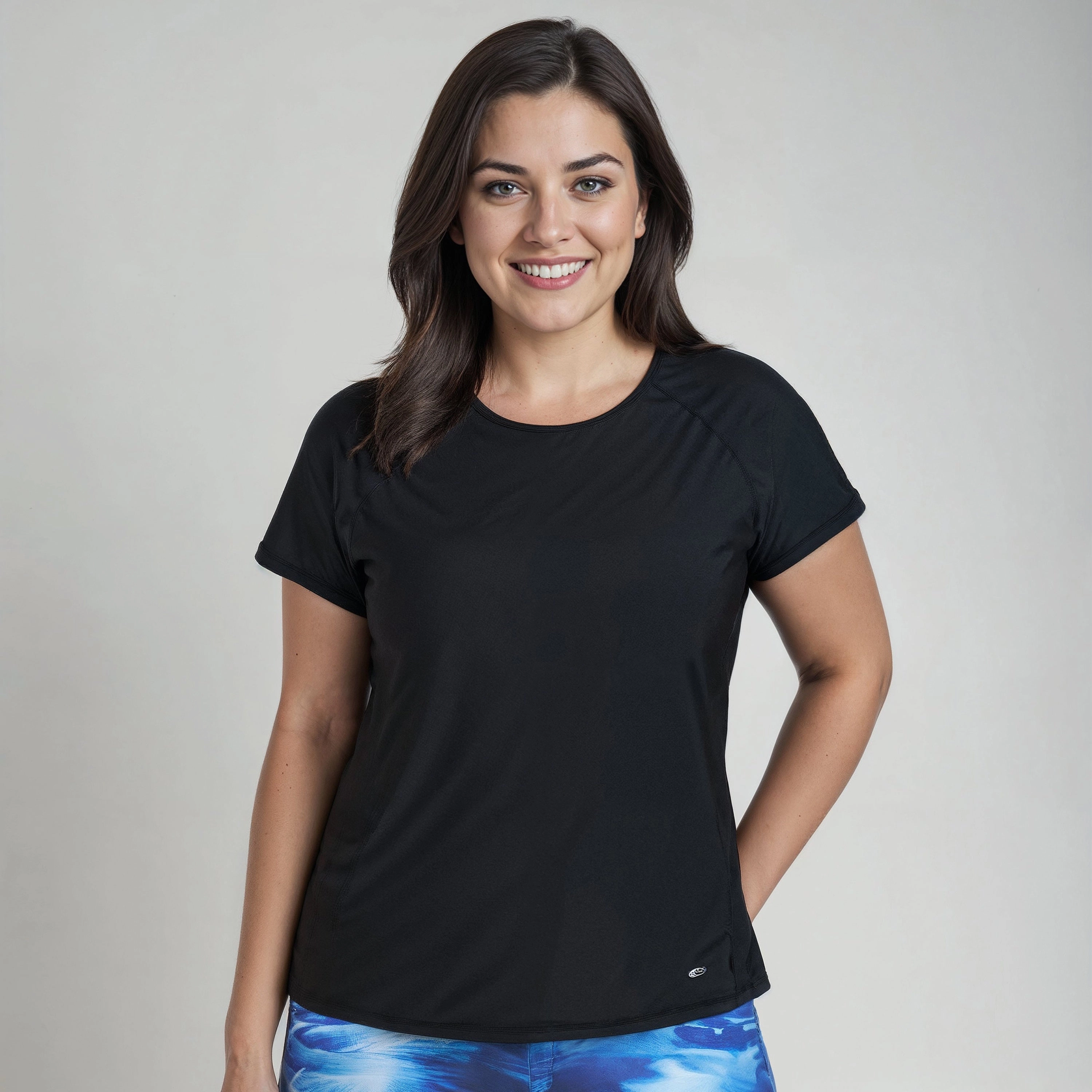 Women's Plus Loose Fit Short Sleeve Adele Swim Top
